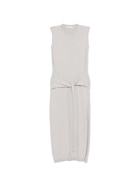 sleeveless knotted dress in fine cotton crepe