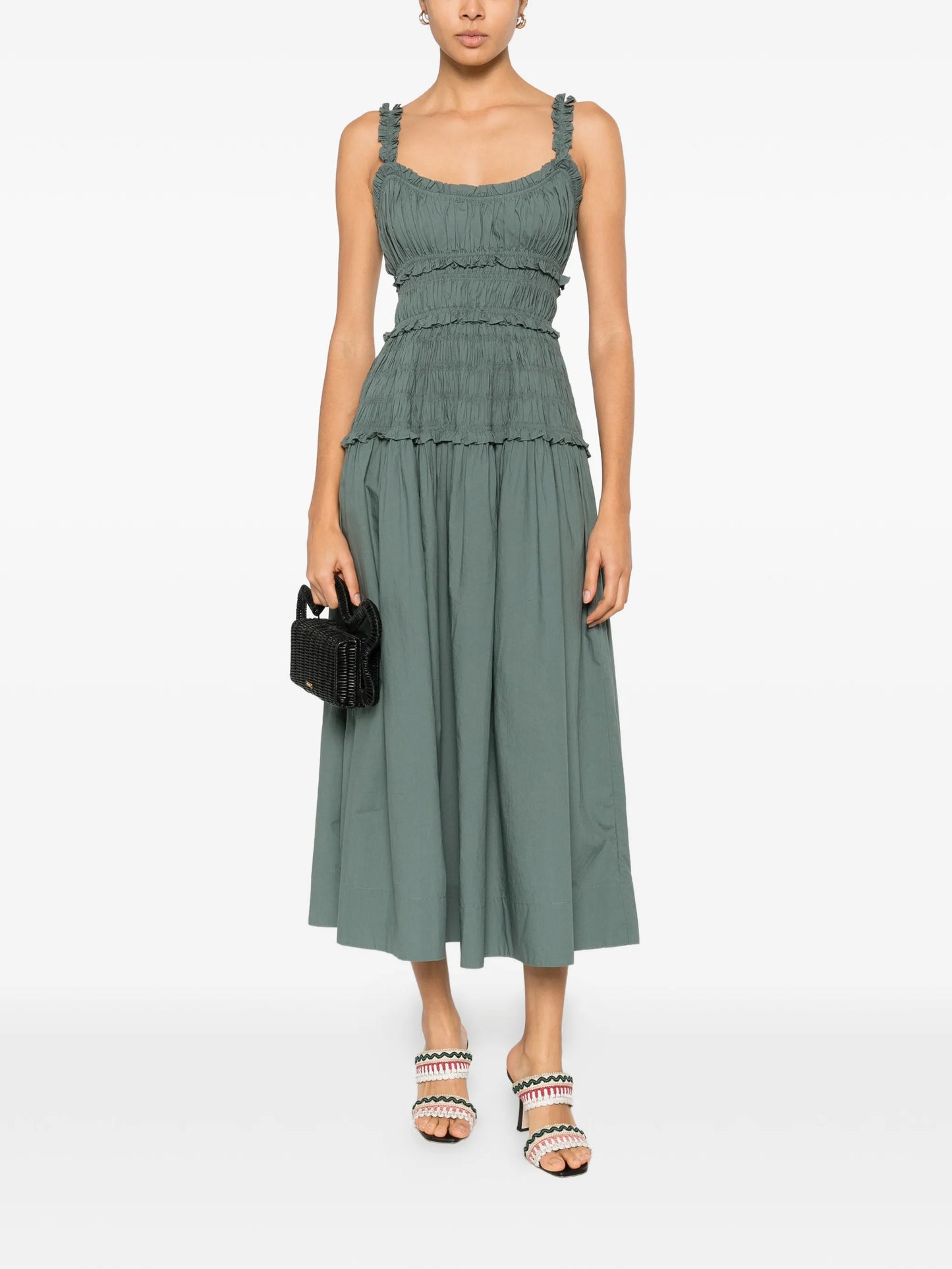 Marianne ruffled scoop-neck midi dress