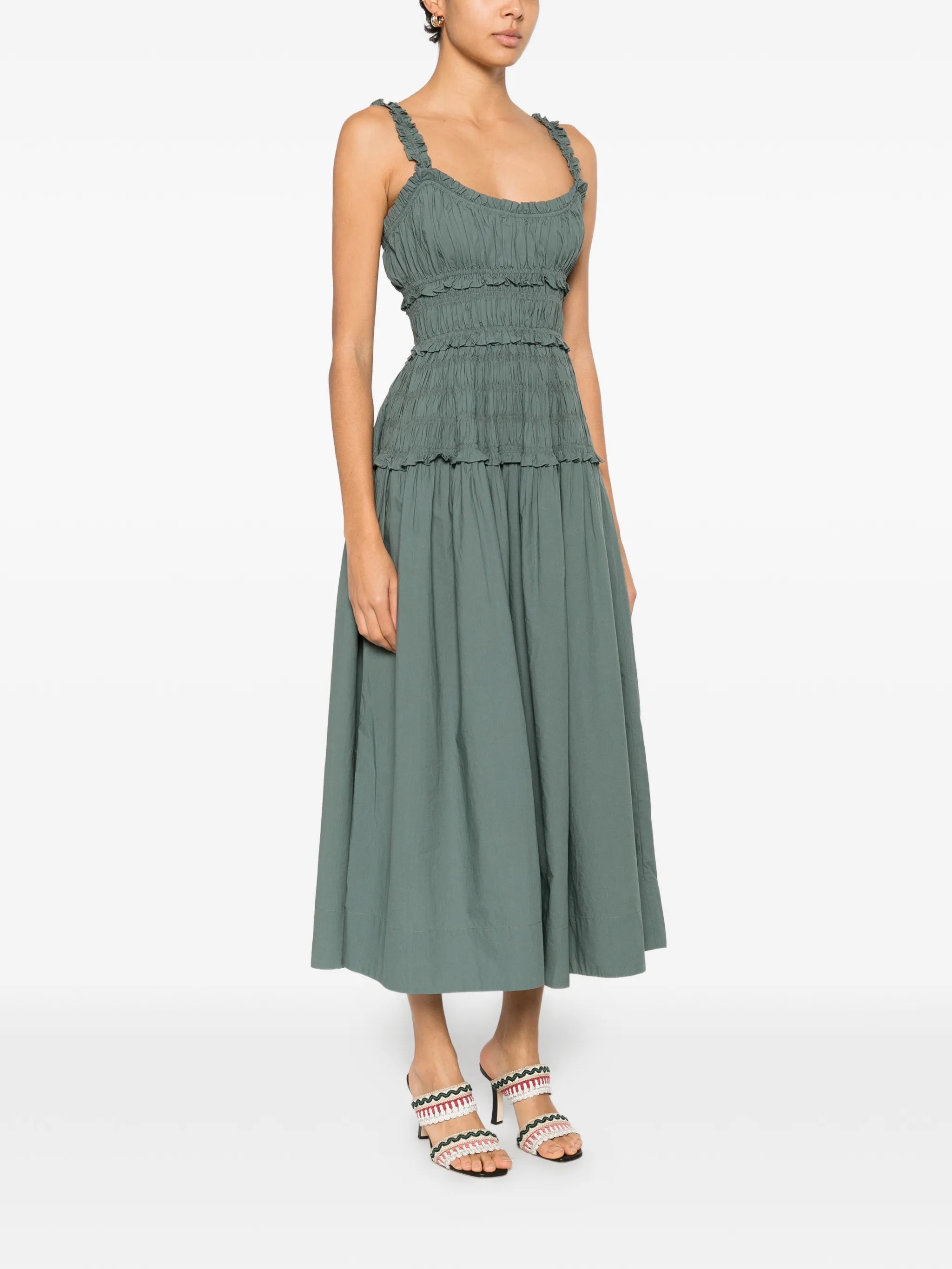 Marianne ruffled scoop-neck midi dress