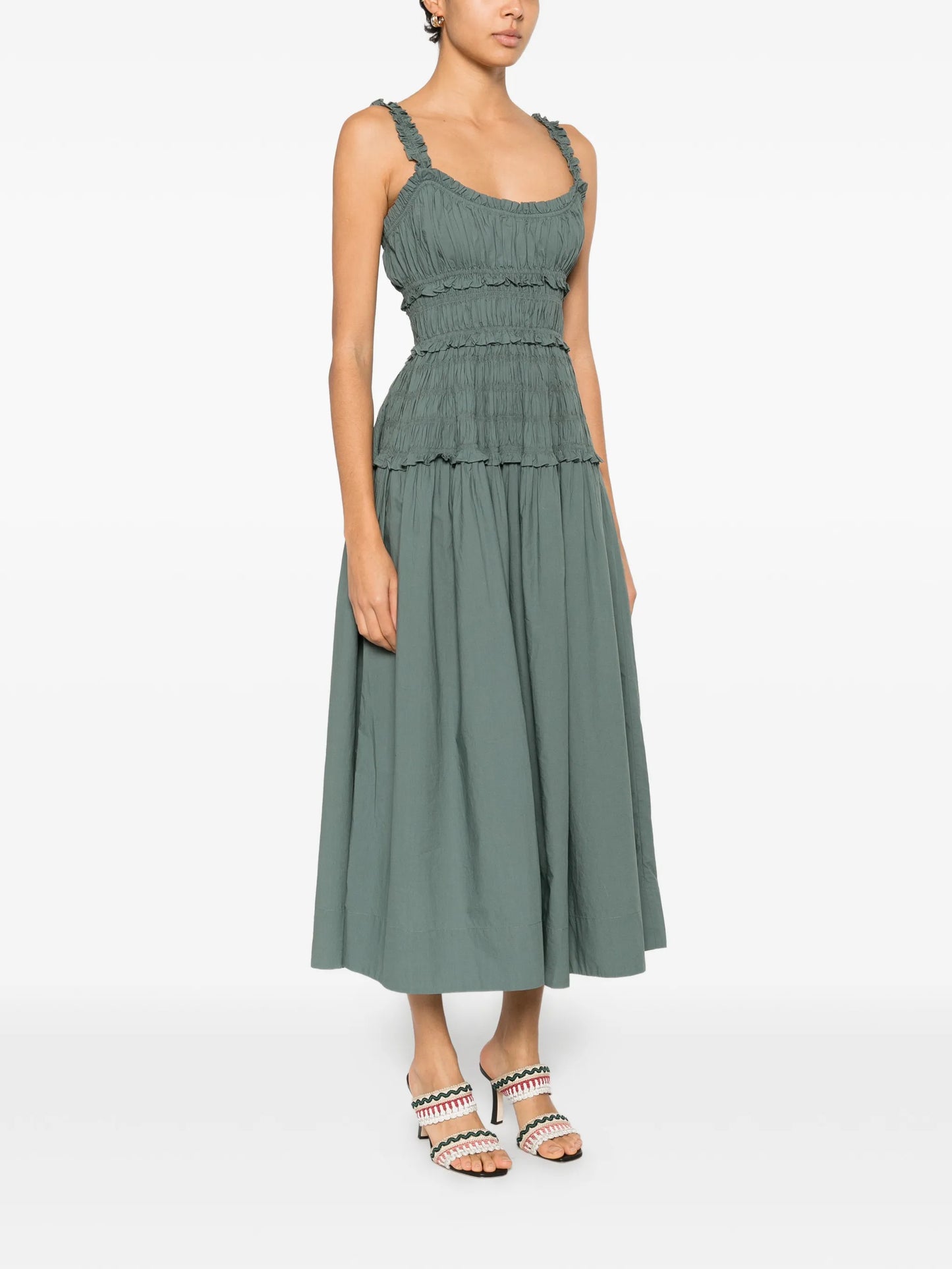 Marianne ruffled scoop-neck midi dress