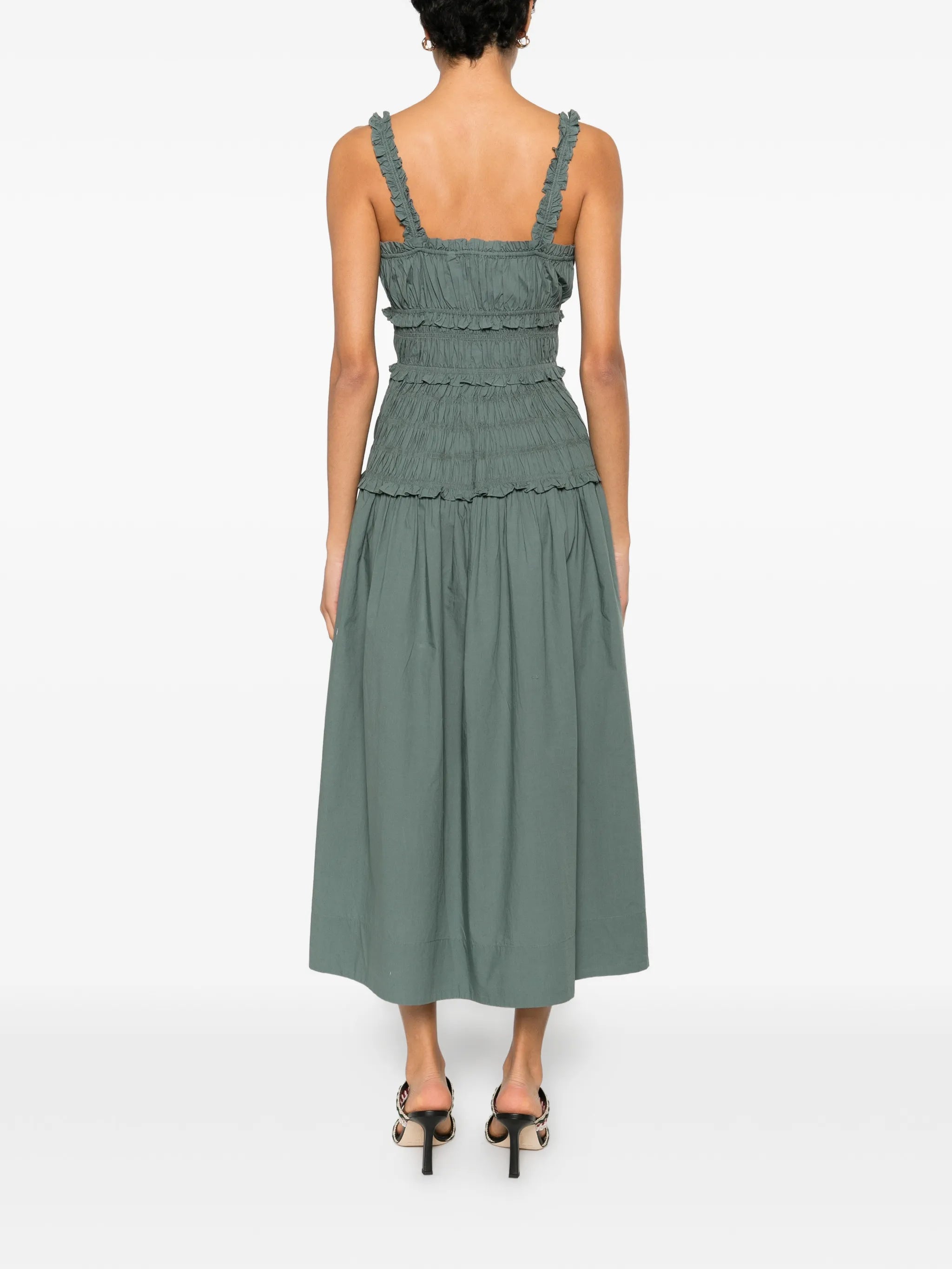 Marianne ruffled scoop-neck midi dress