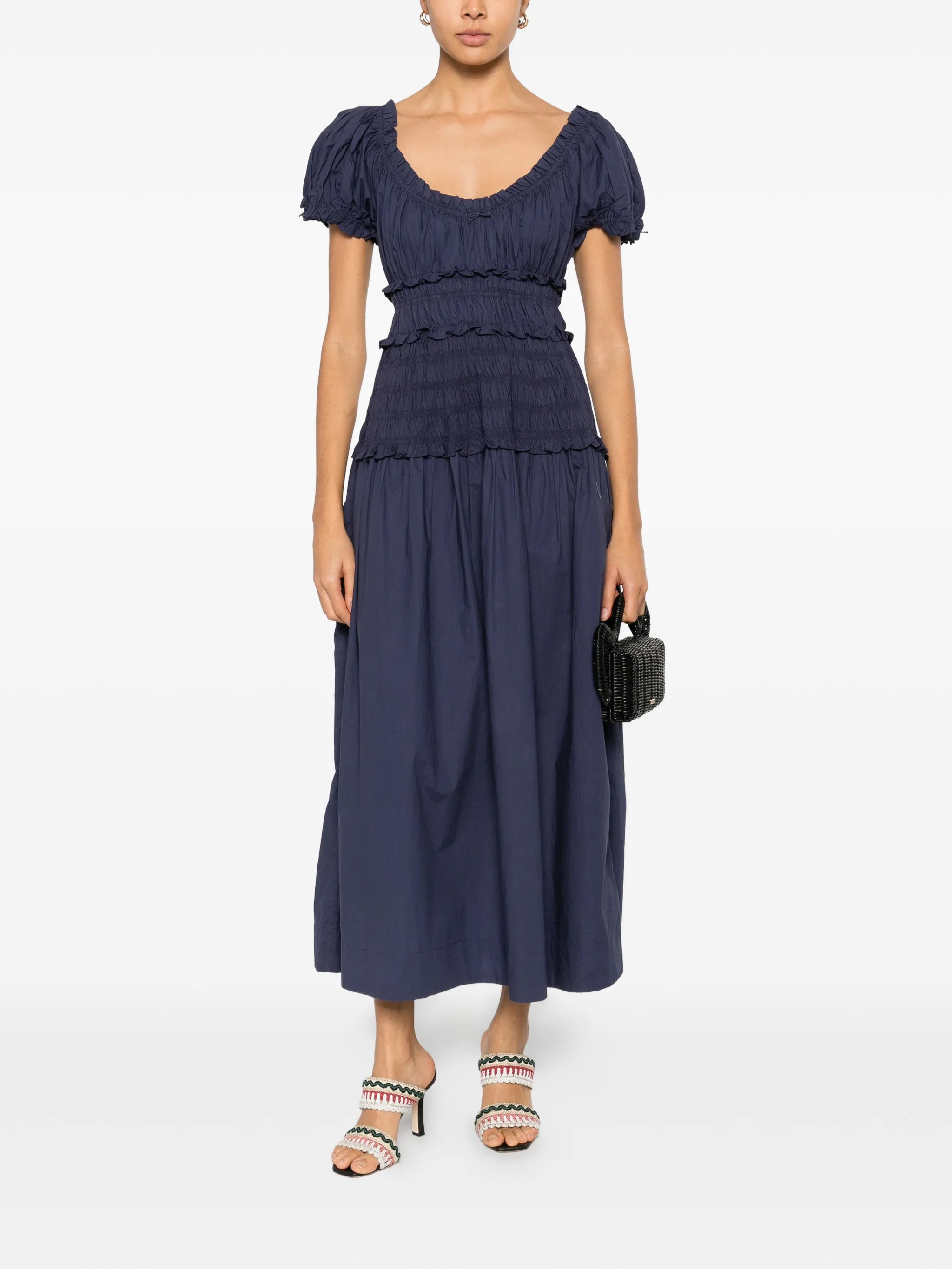 ruffled scoop-neck dress