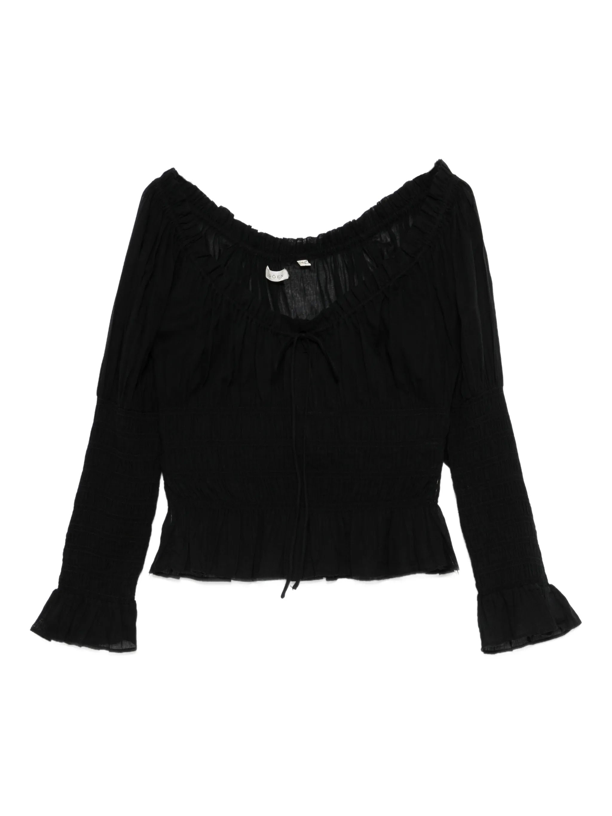 Baptisia scoop-neck puff-sleeve top