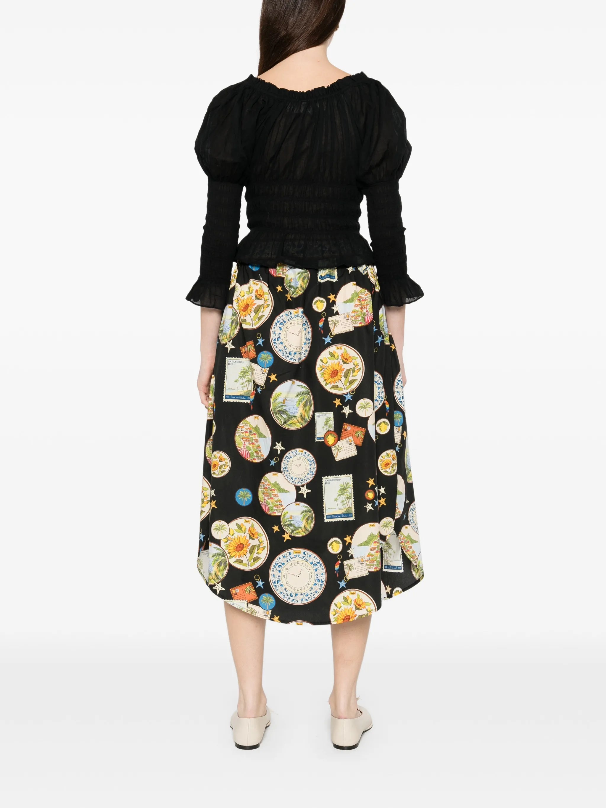 Baptisia scoop-neck puff-sleeve top