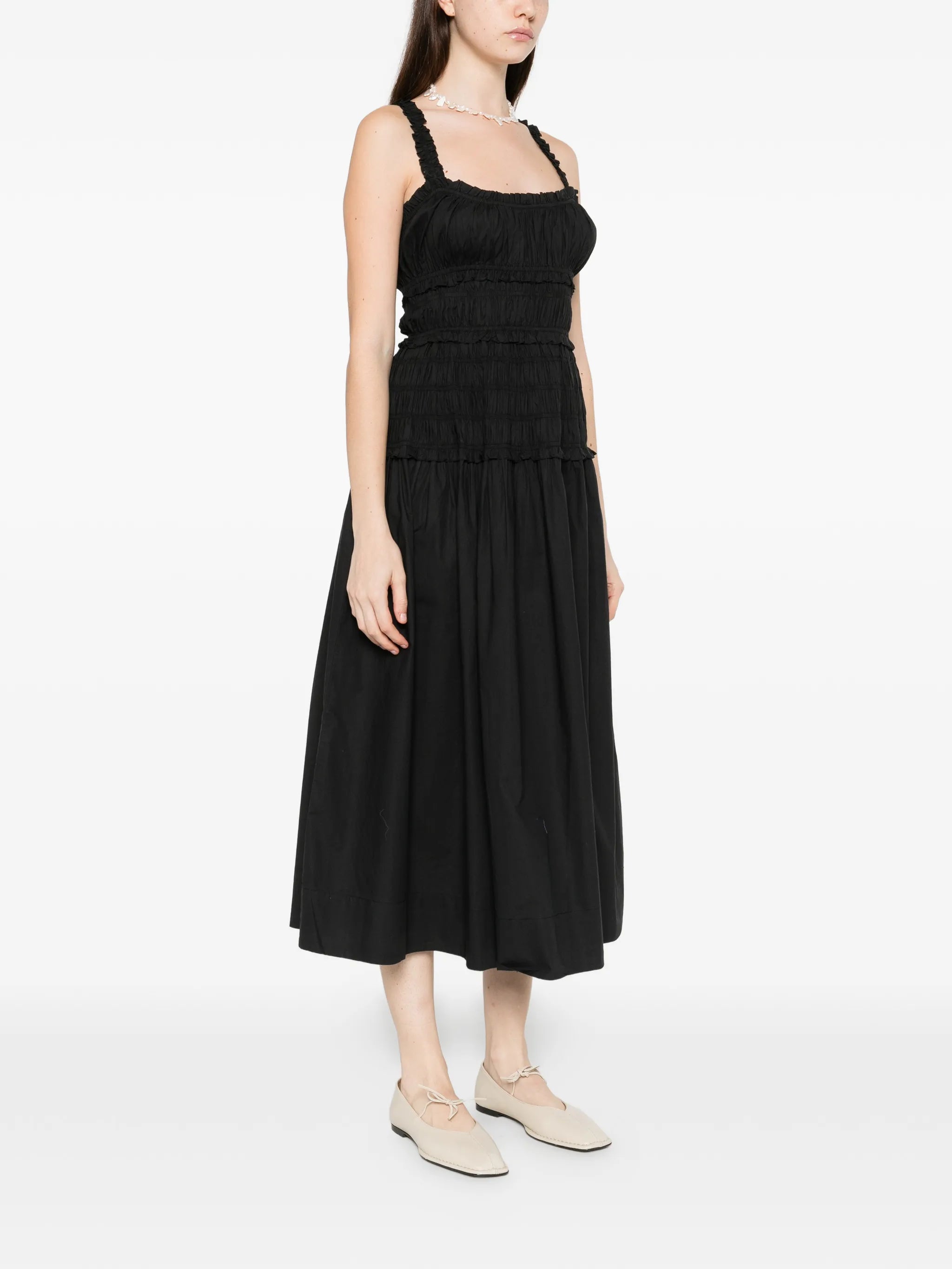 Marianne shirred scoop-neck midi dress