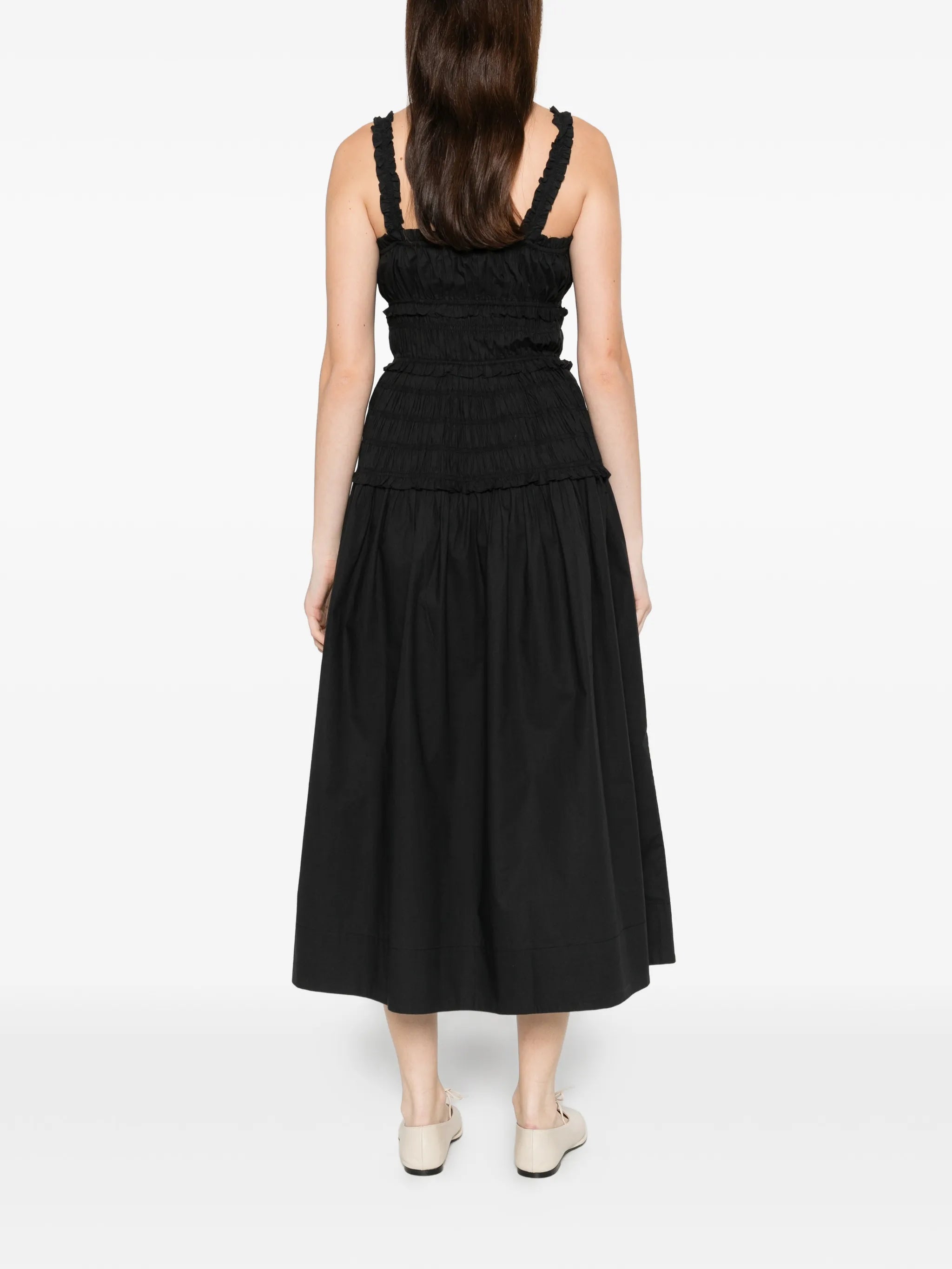 Marianne shirred scoop-neck midi dress
