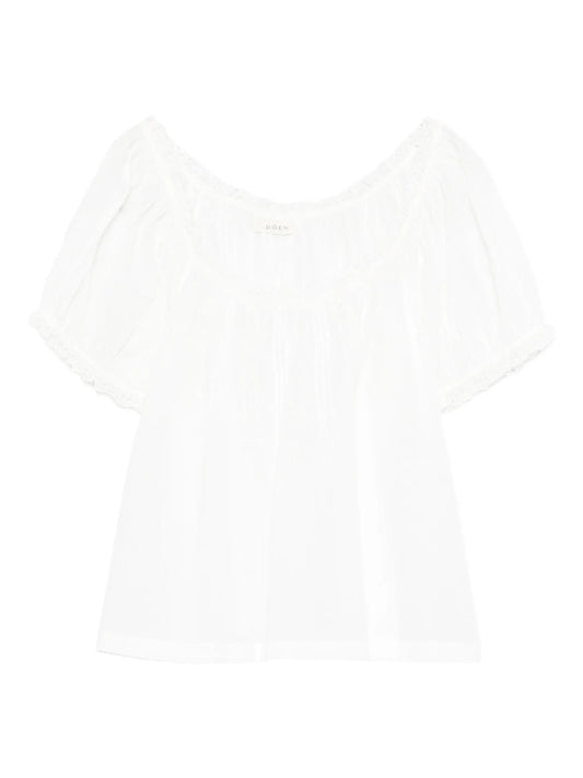 lace-detail scoop-neck blouse