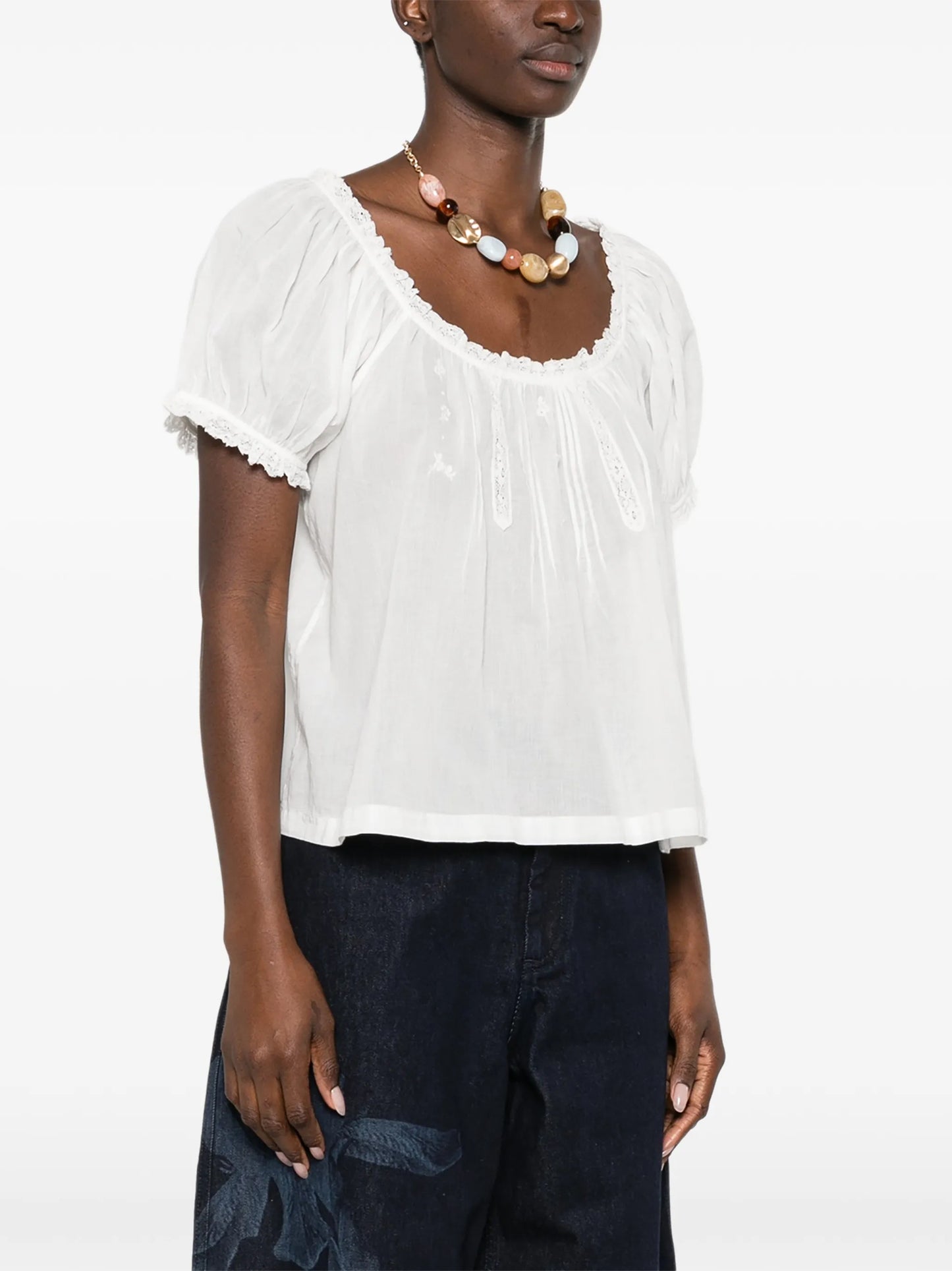 Frederica lace-detail scoop-neck blouse