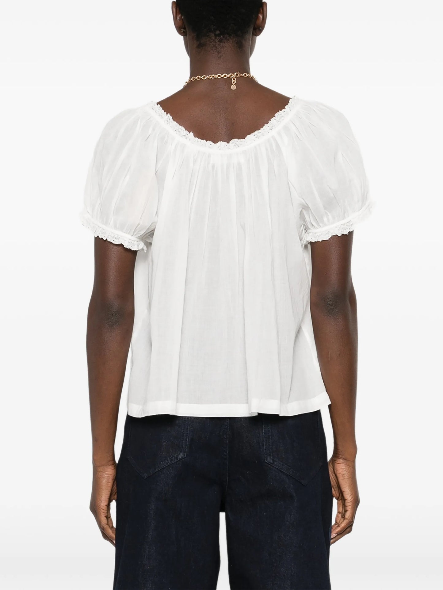 Frederica lace-detail scoop-neck blouse