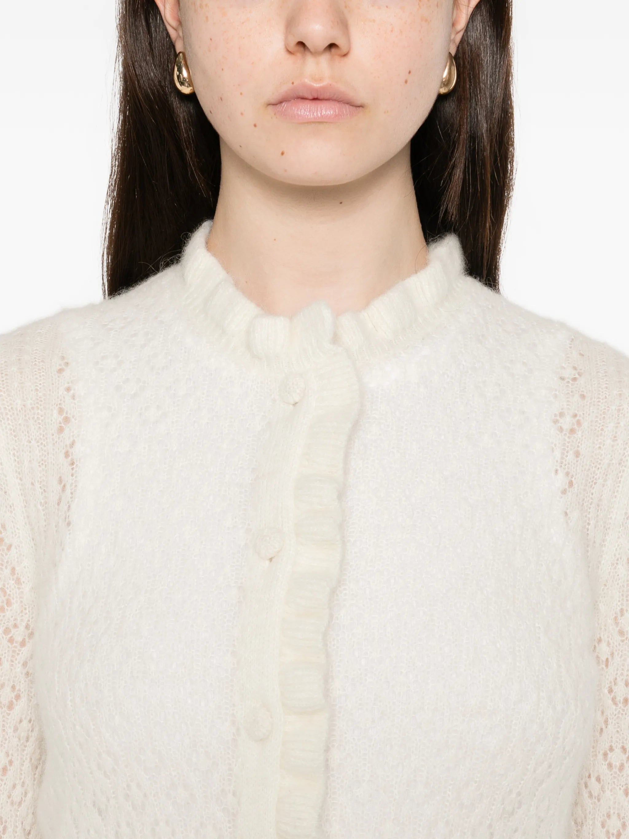 frills perforated cardigan