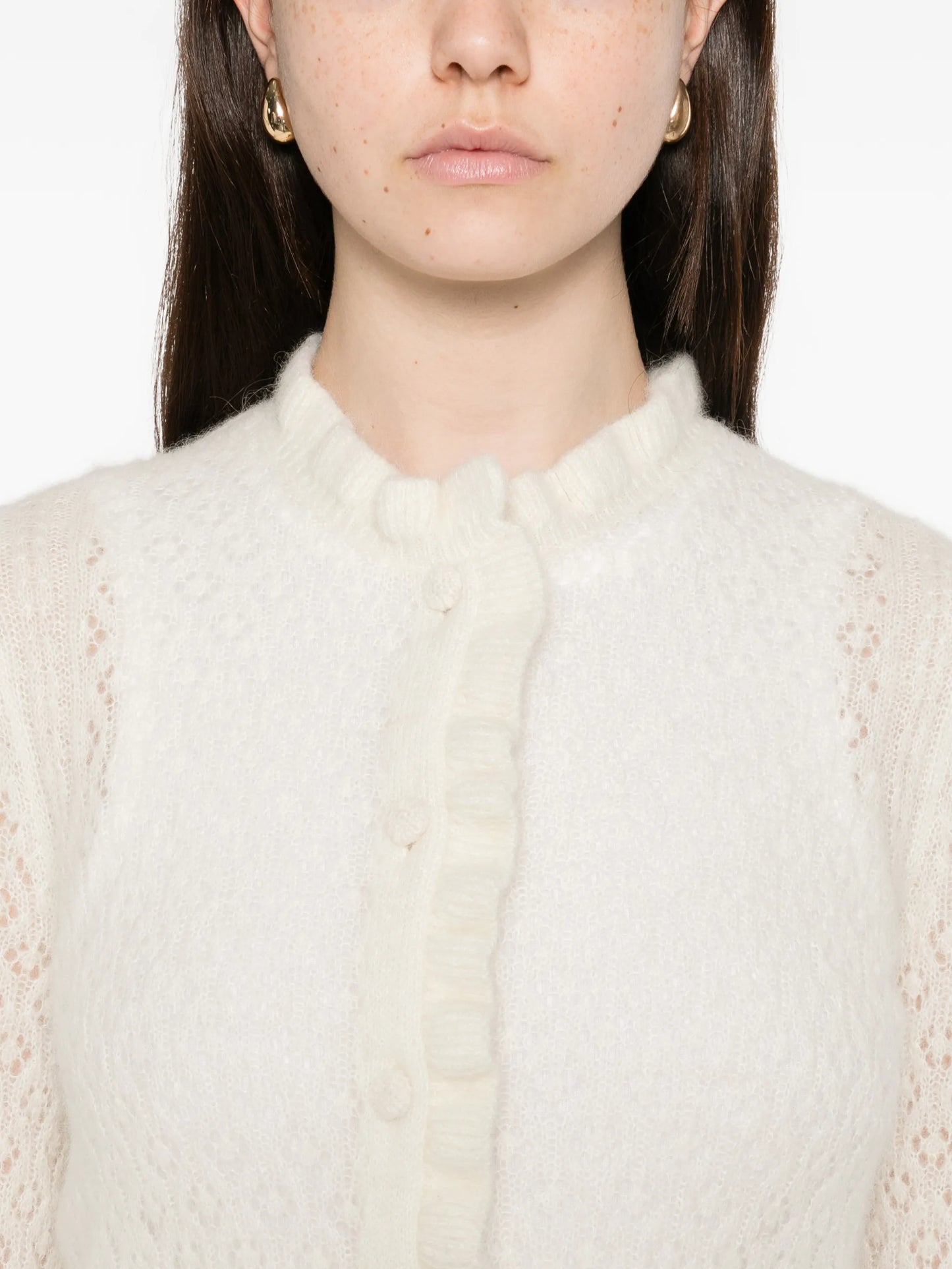 frills perforated cardigan