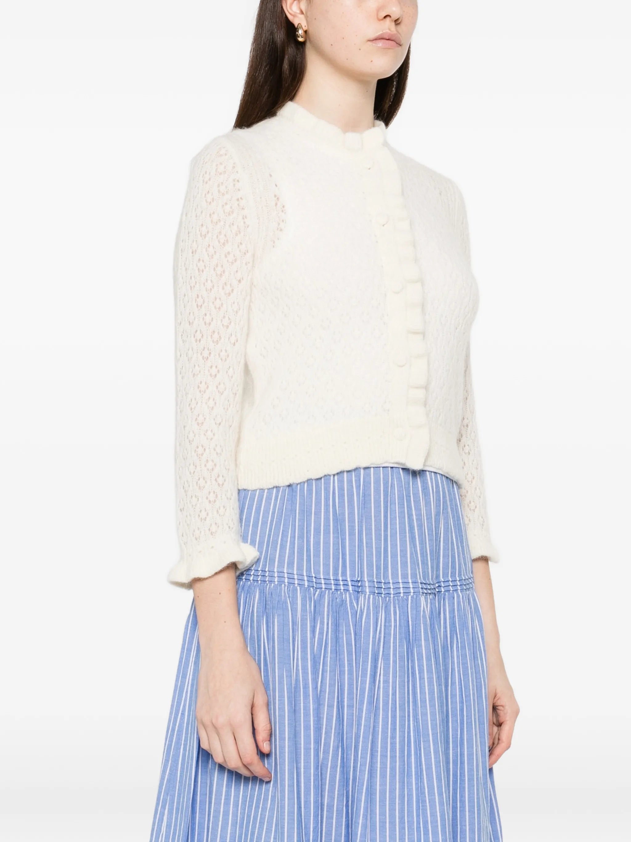 frills perforated cardigan