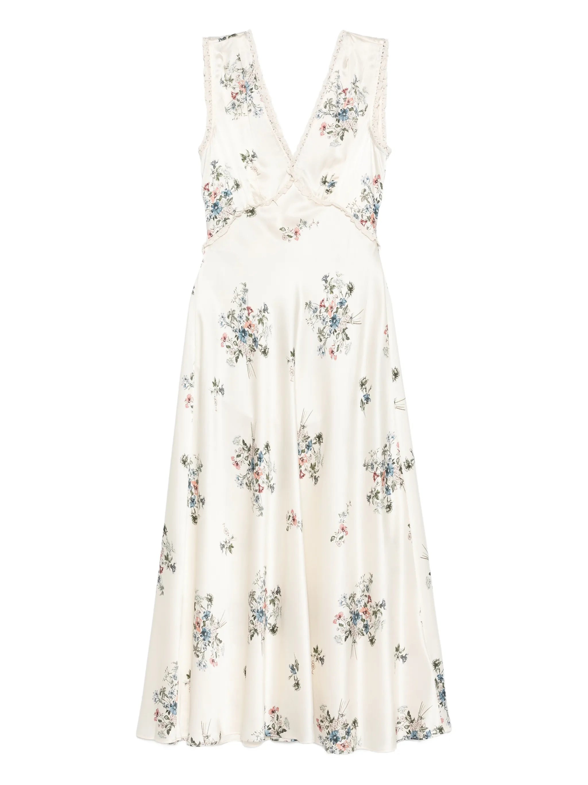 V-neck floral print midi dress