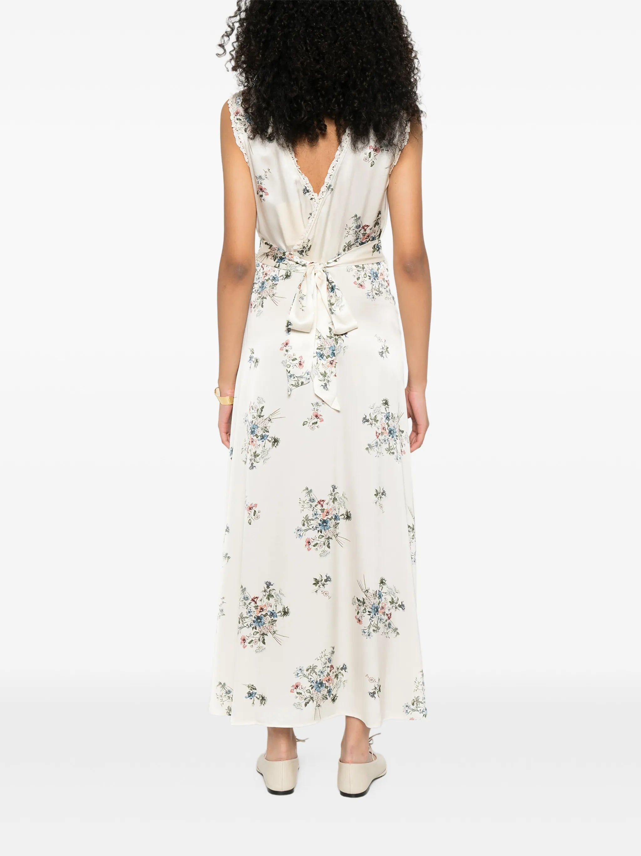 V-neck floral print midi dress