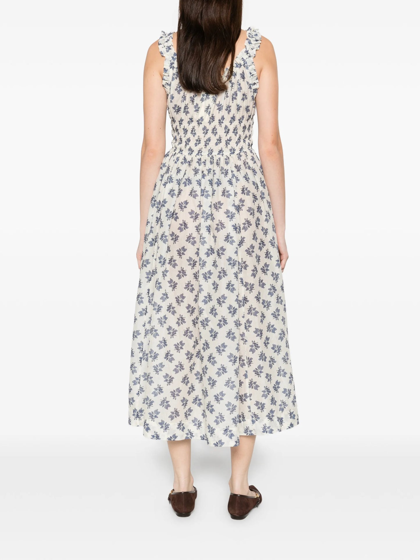 Emmaretta flower-print scoop-neck midi dress