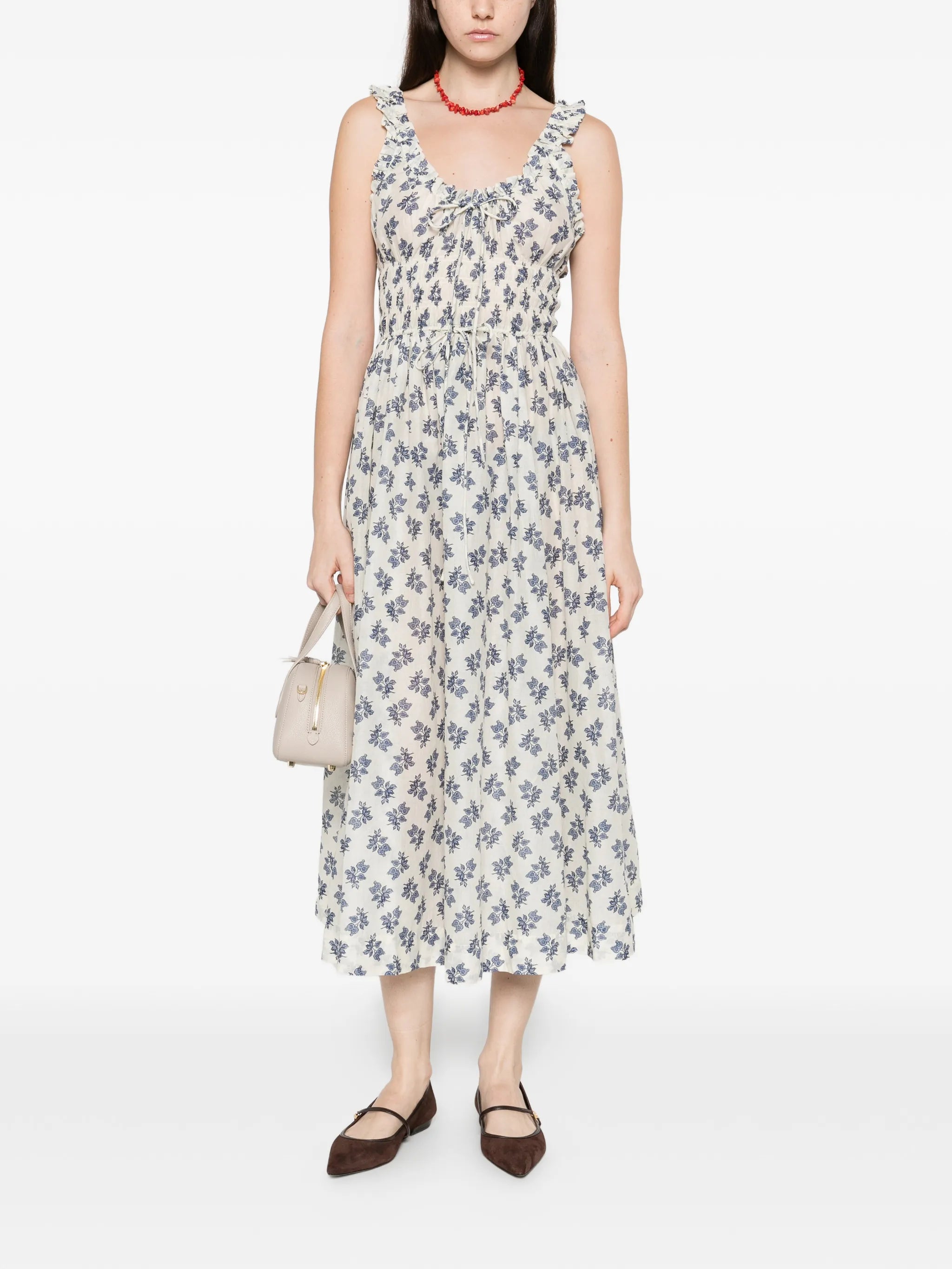 Emmaretta flower-print scoop-neck midi dress