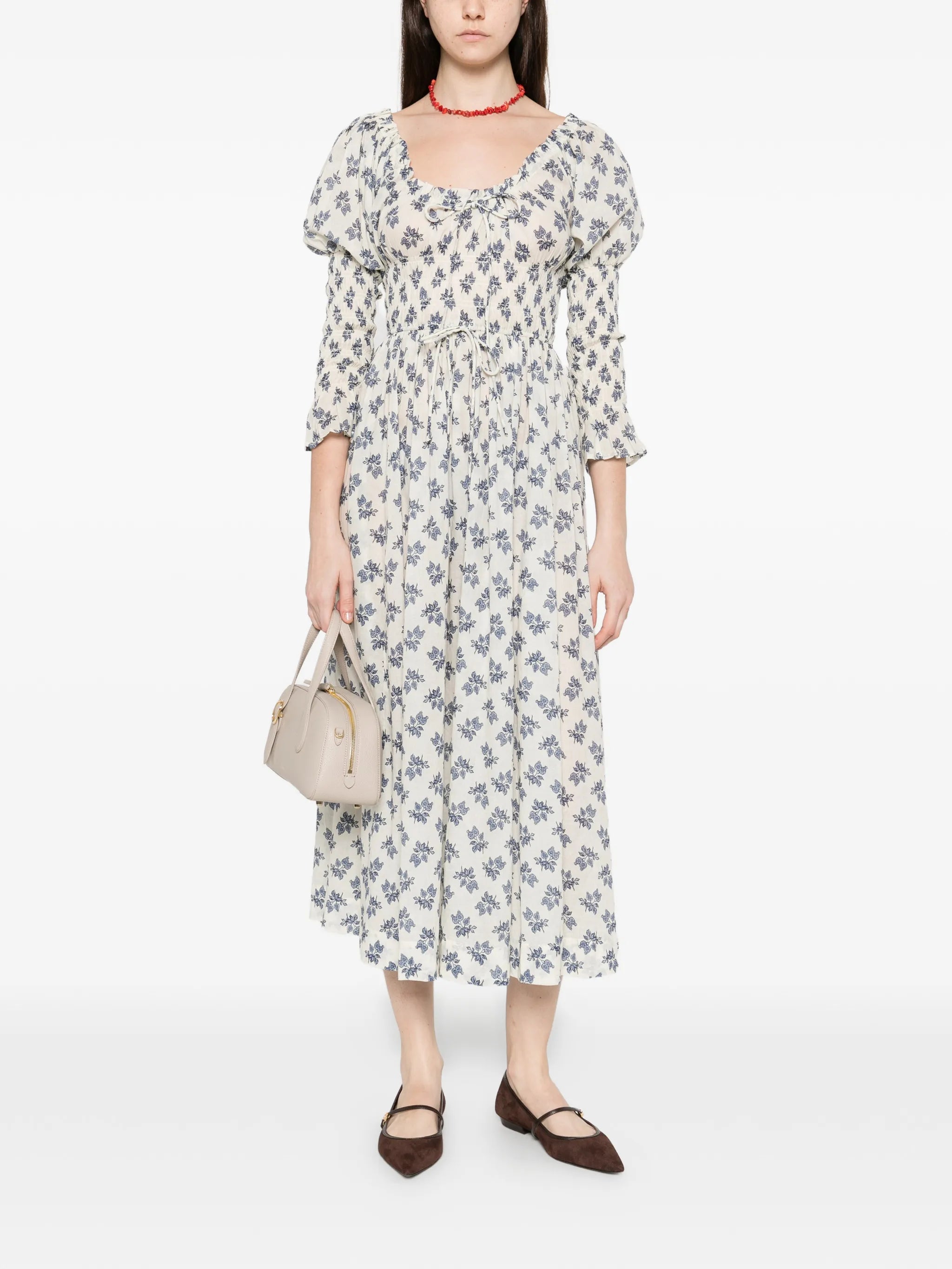 scoop neck flower print dress