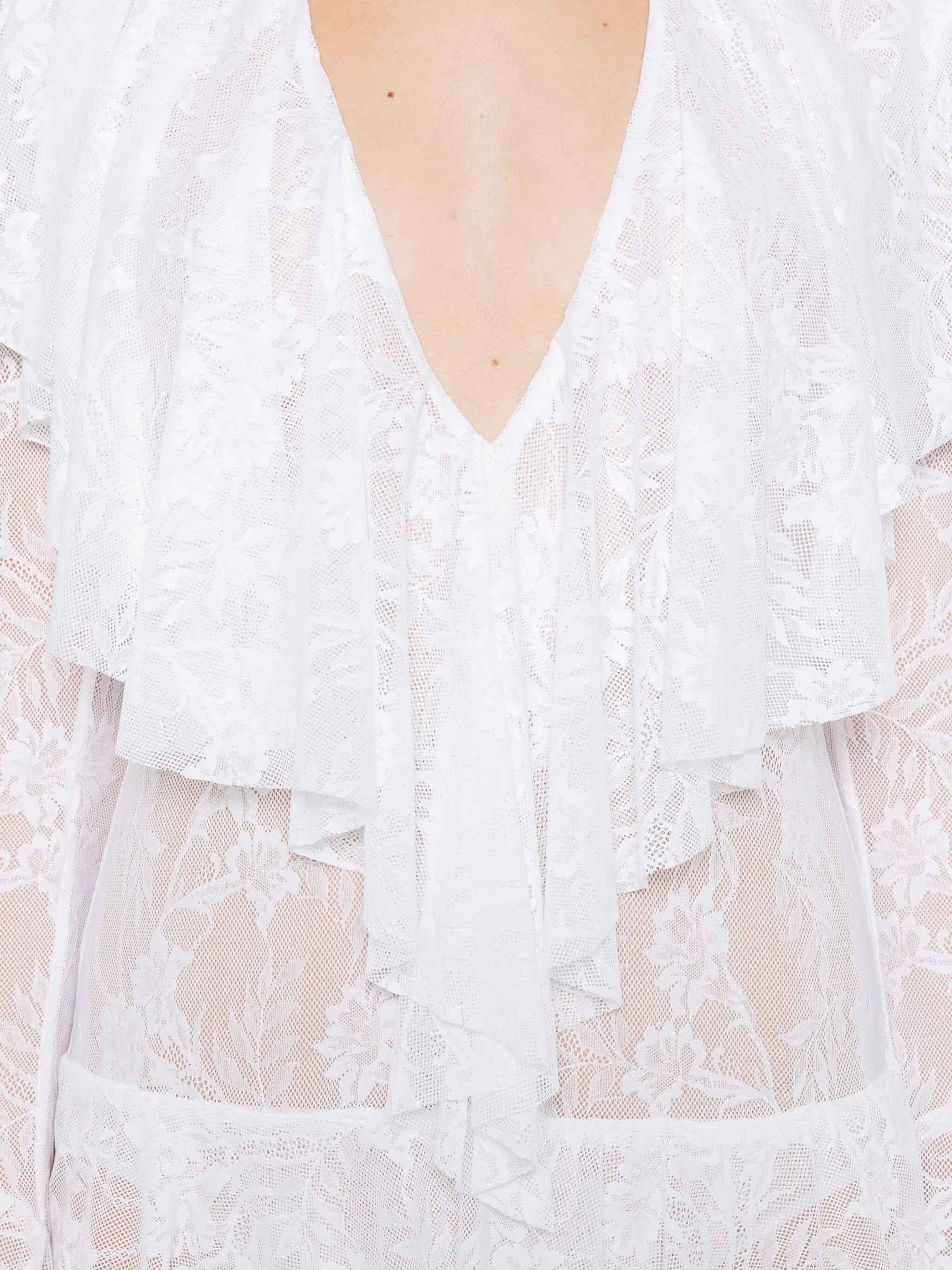 ruffled long-sleeve mini dress