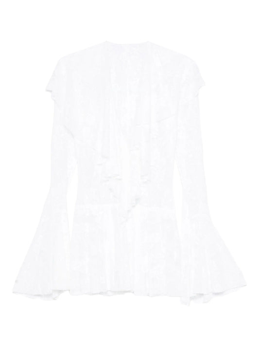 ruffled long-sleeve mini dress