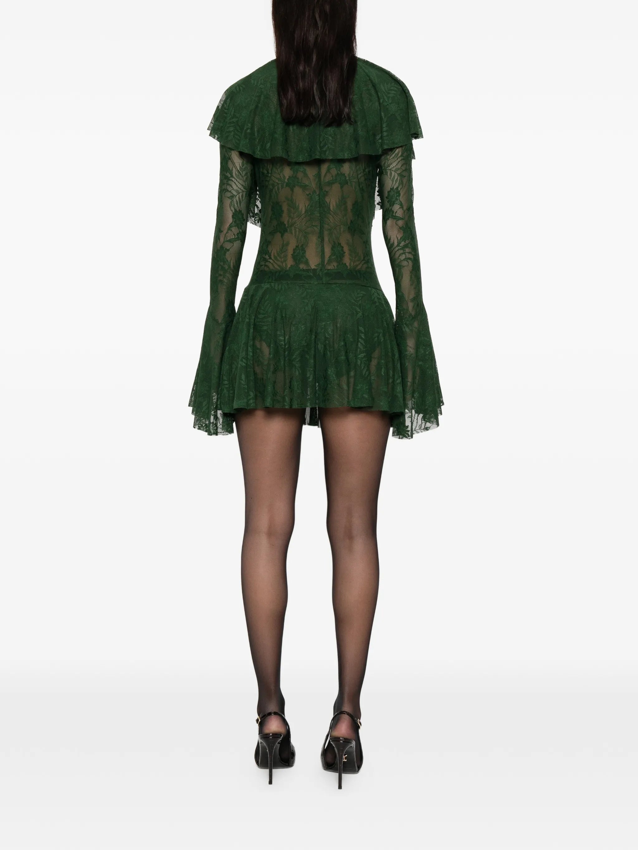 ruffle long-sleeve mini dress