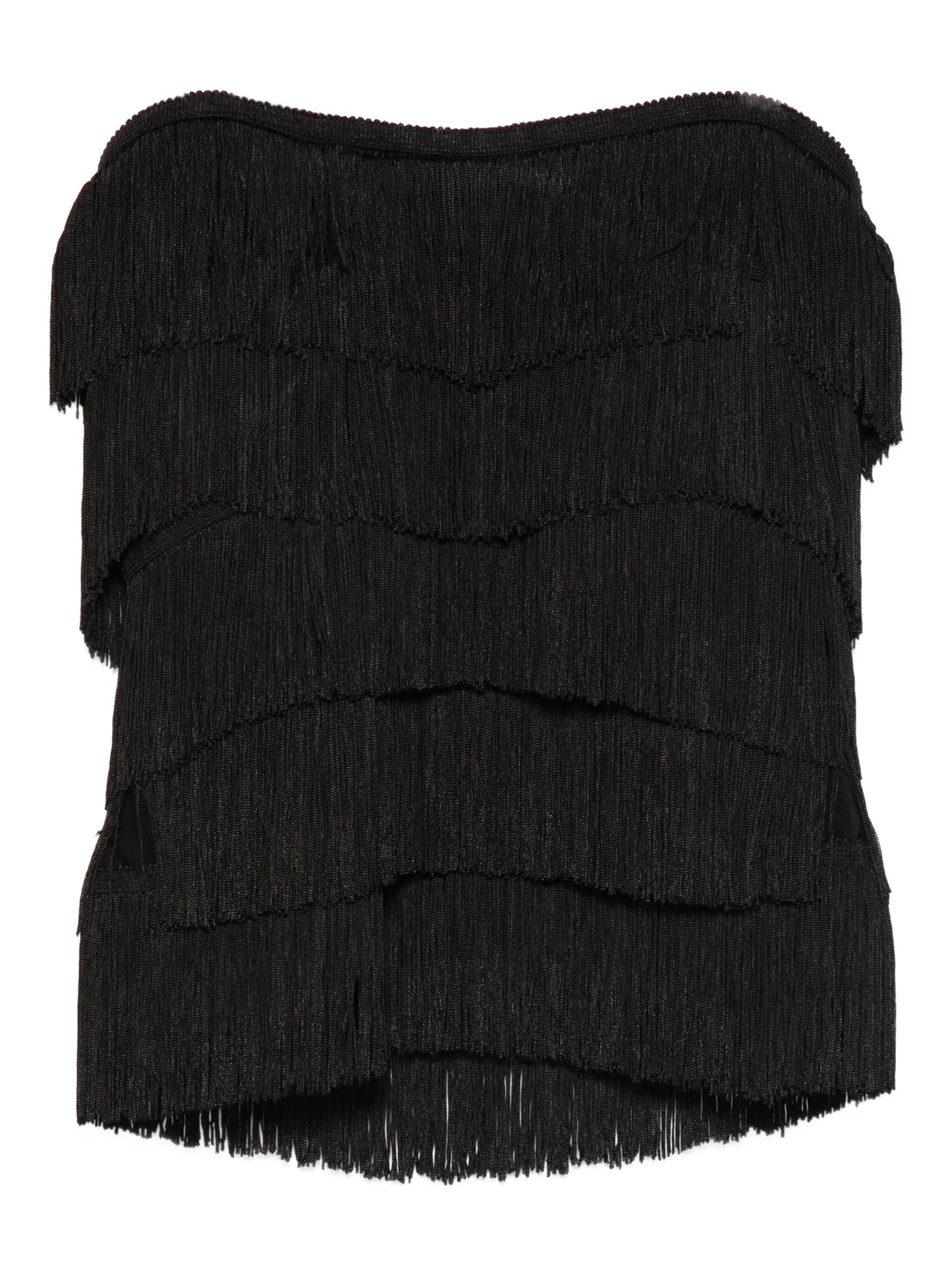 fringed strapless tank top