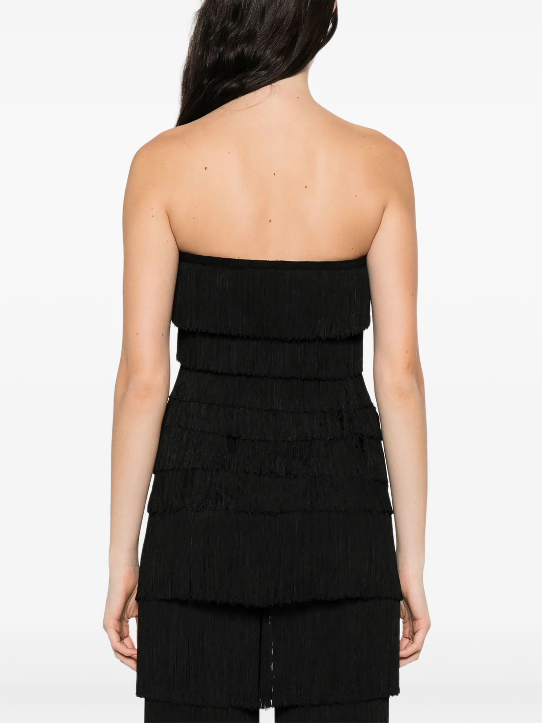 fringed strapless tank top