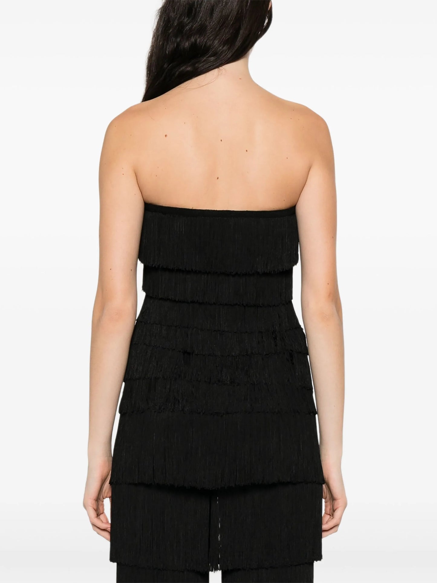 fringed strapless tank top