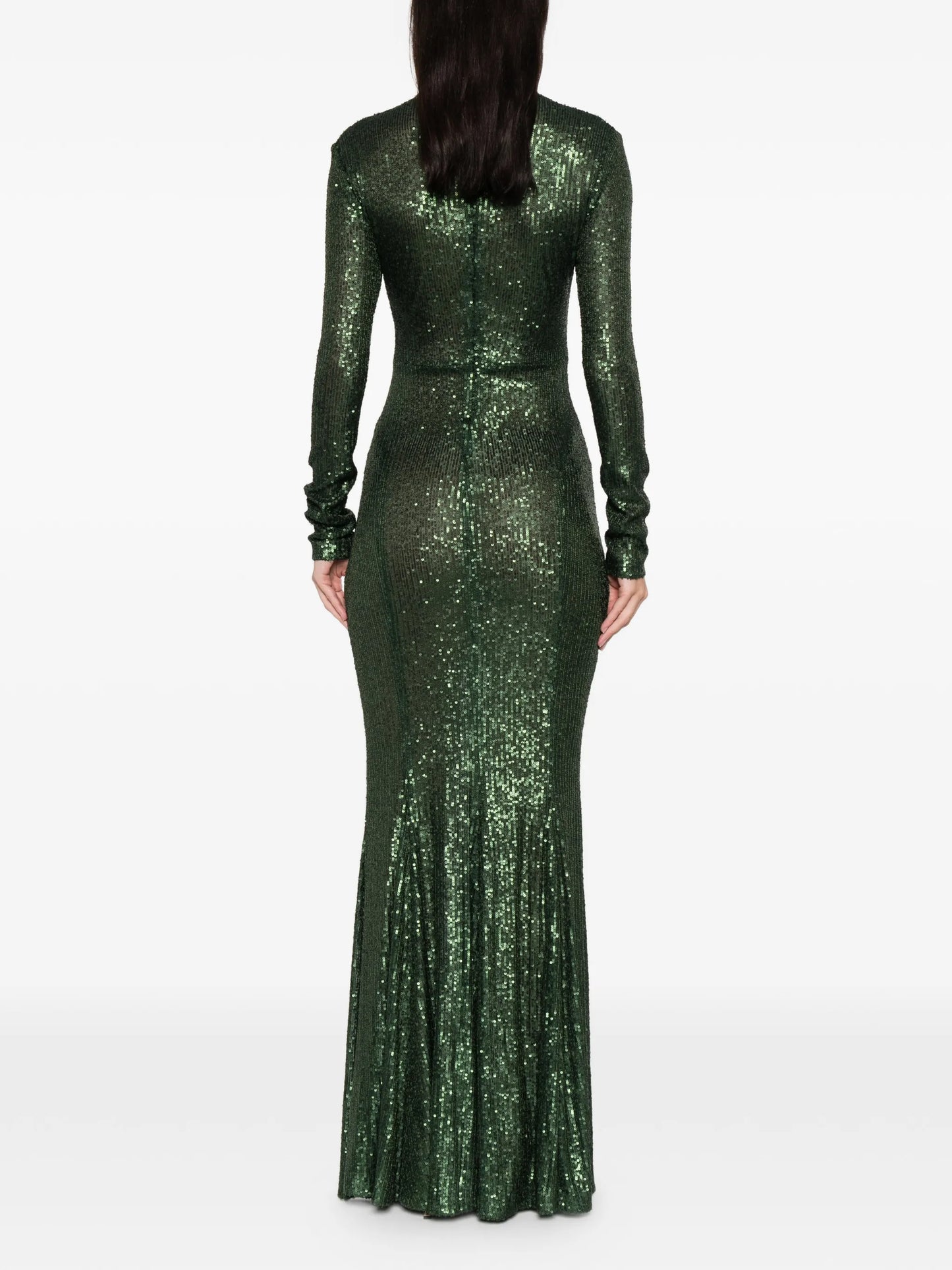 turtleneck fishtail maxi dress