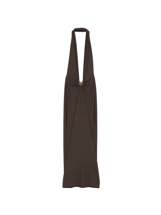 ruched halterneck beach dress