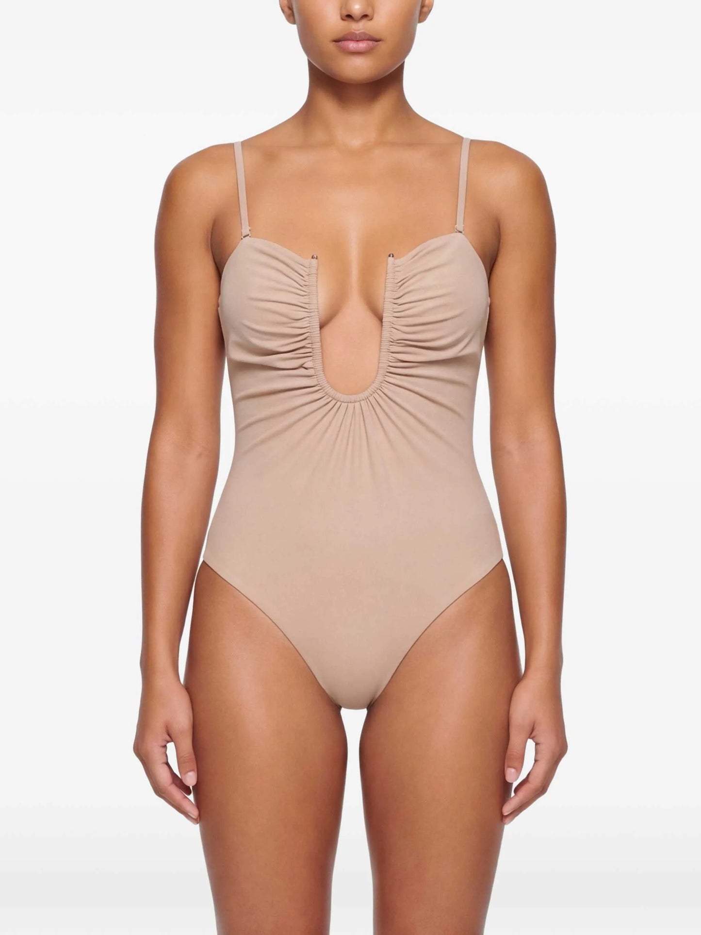 ruched one-piece swimsuit
