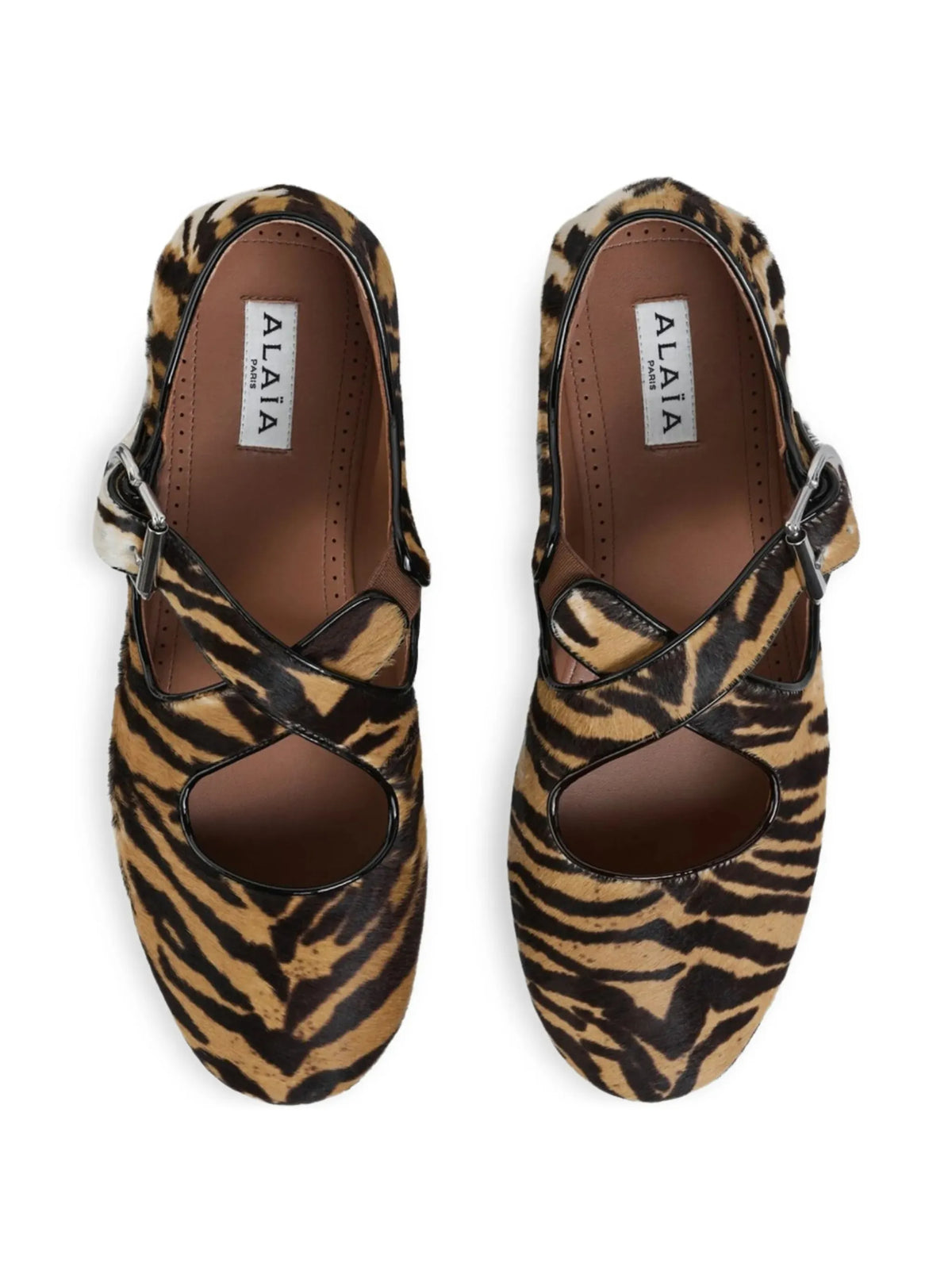 criss cross ballet flats in haircalf