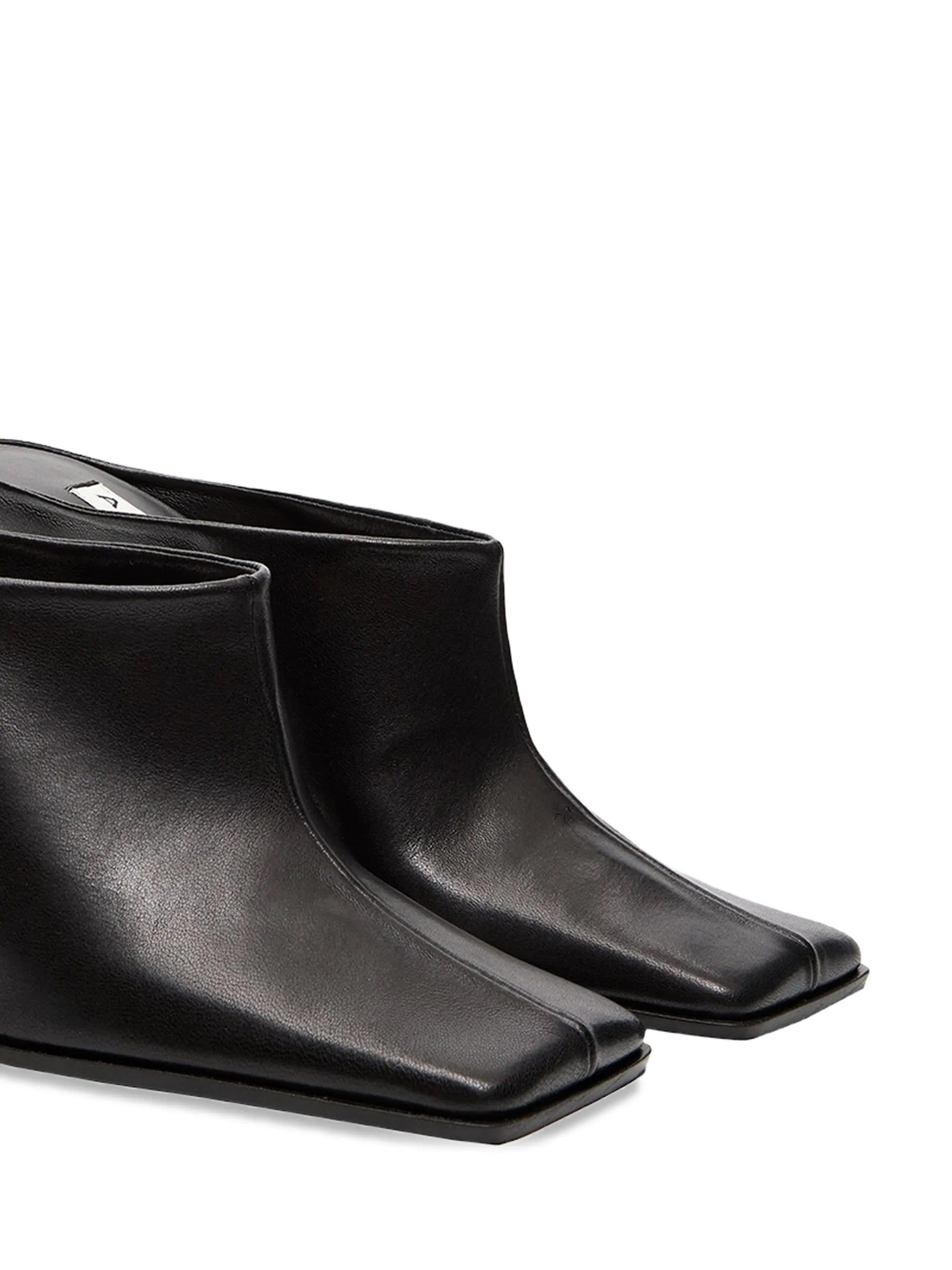 square-toe leather mules