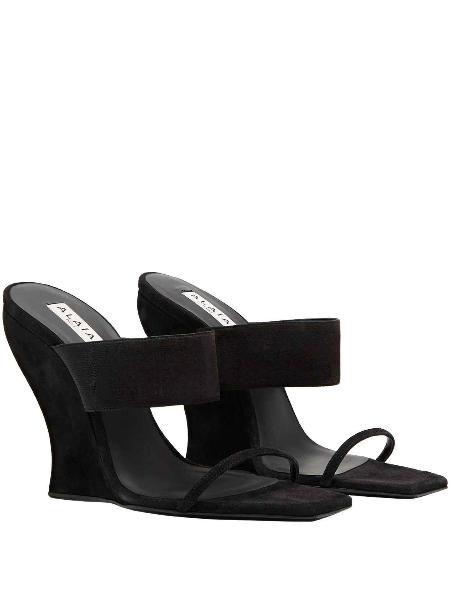 square-toe curved wedge mules