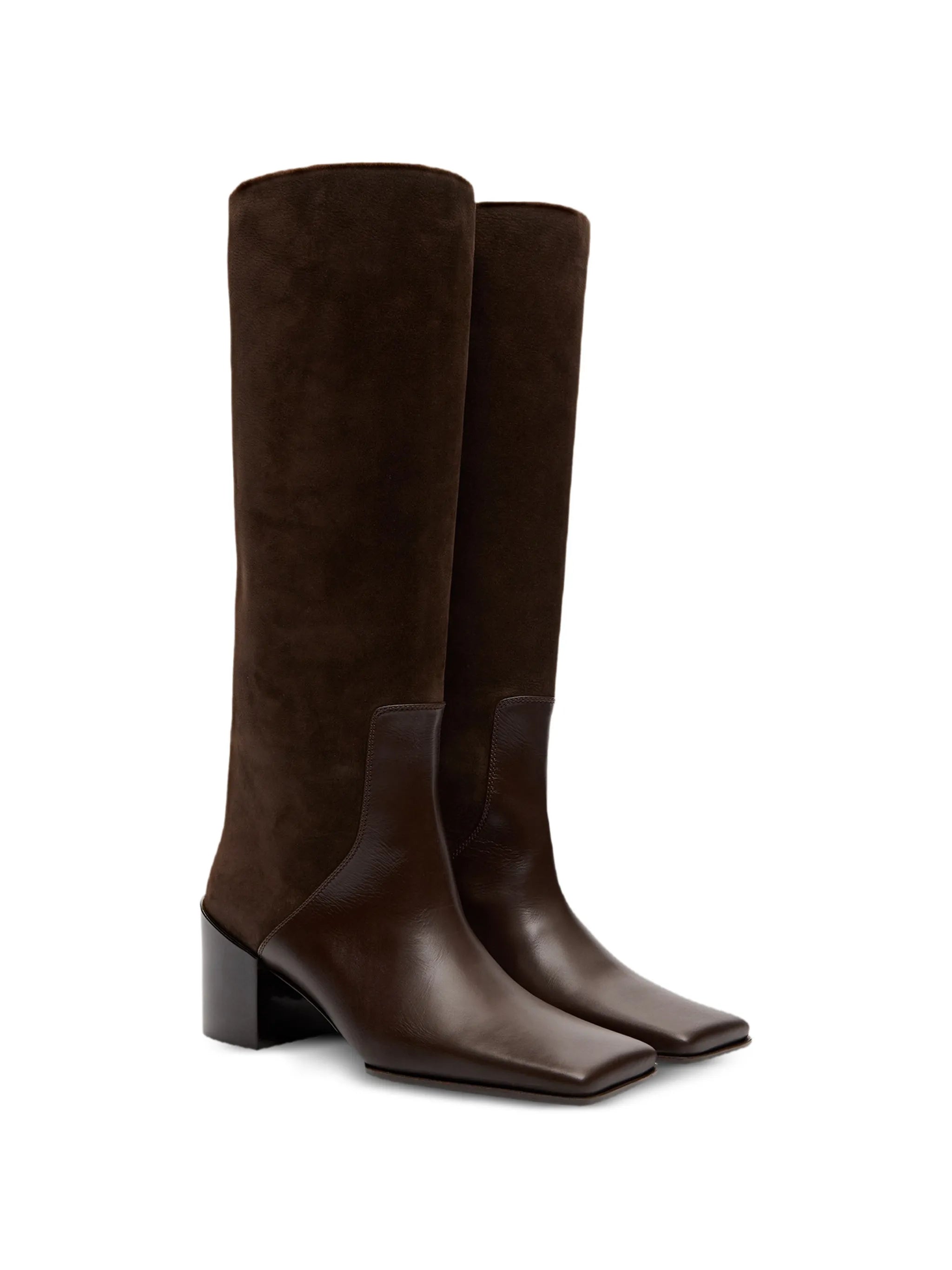 square-toe block-heel knee boots