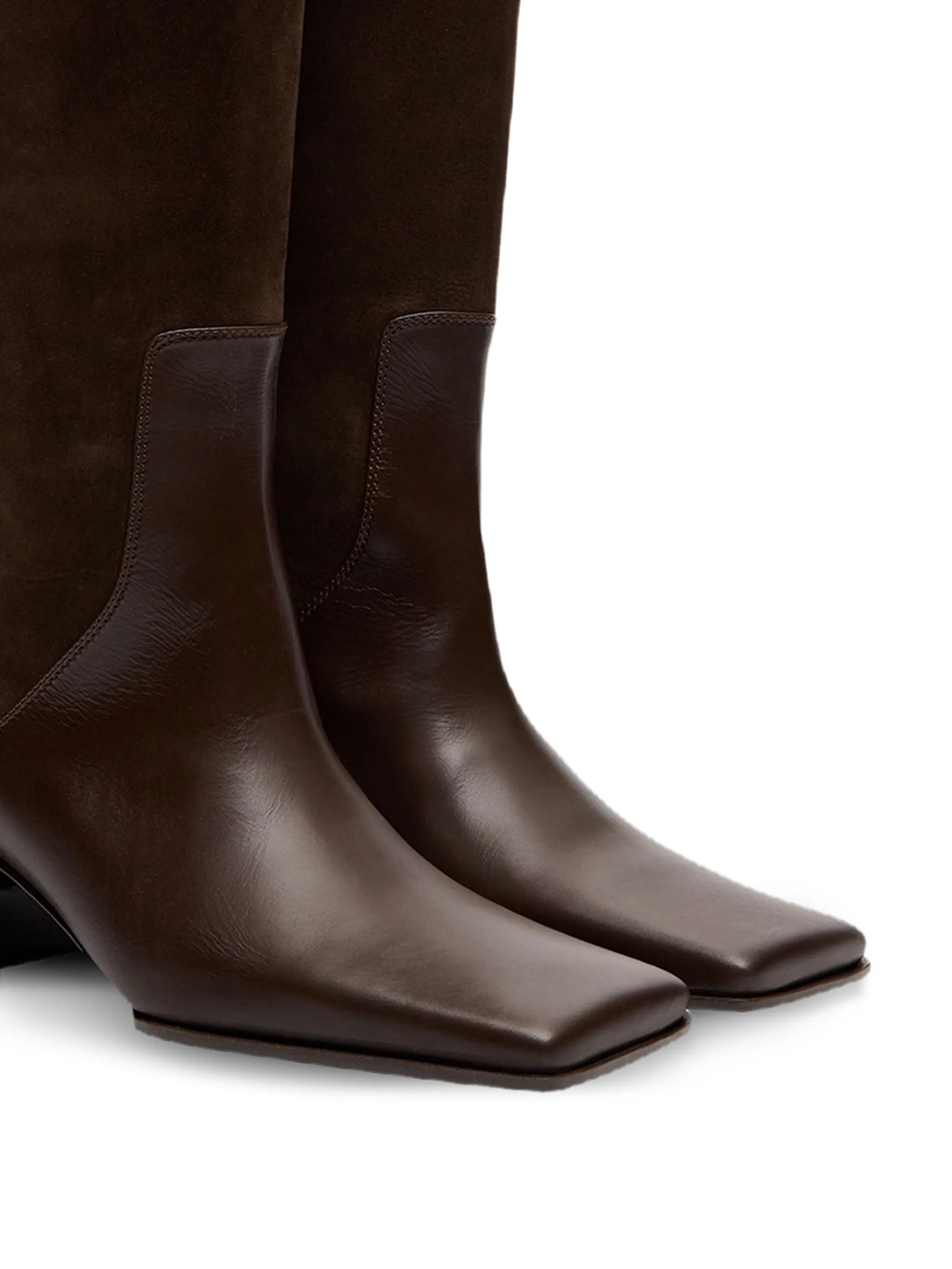 square-toe block-heel knee boots