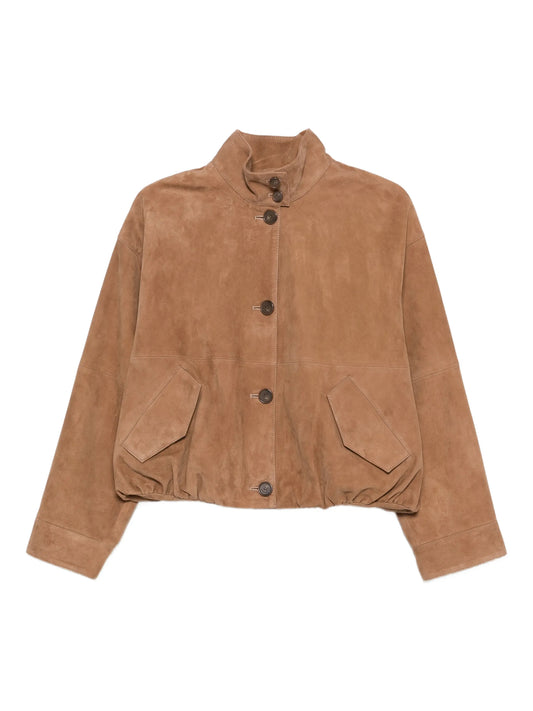 button suede jacket