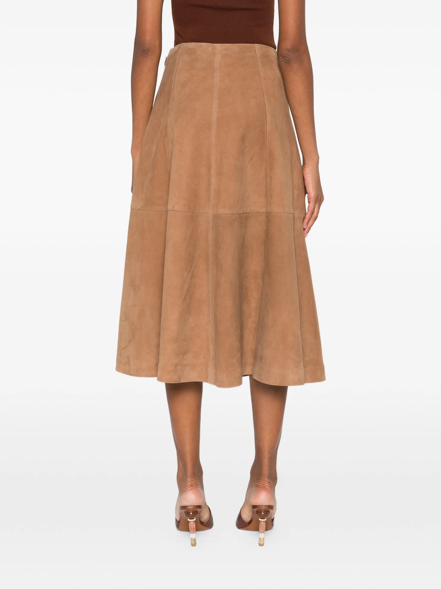 panelling suede midi skirt
