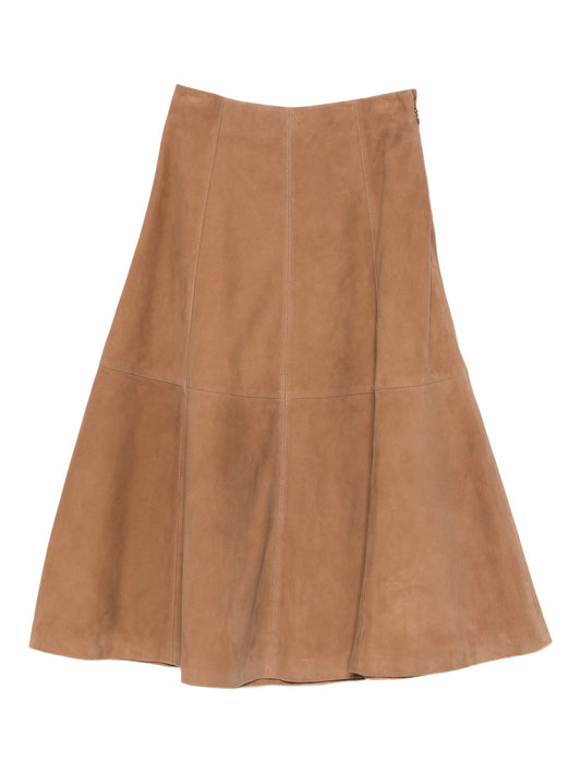 panelling suede midi skirt