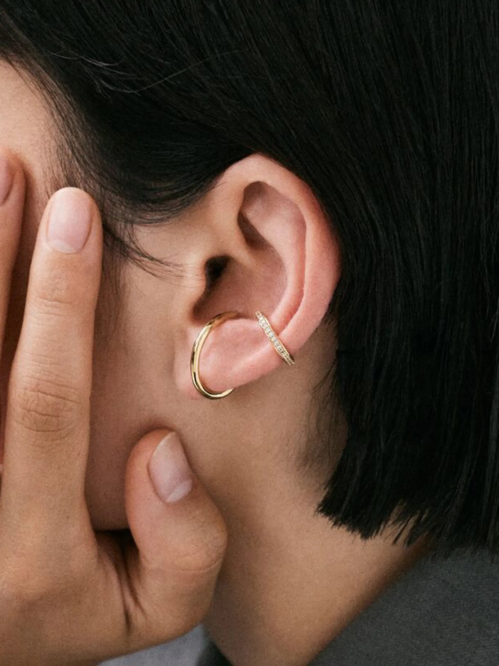 Sonder 14K yellow gold pavé ear cuff