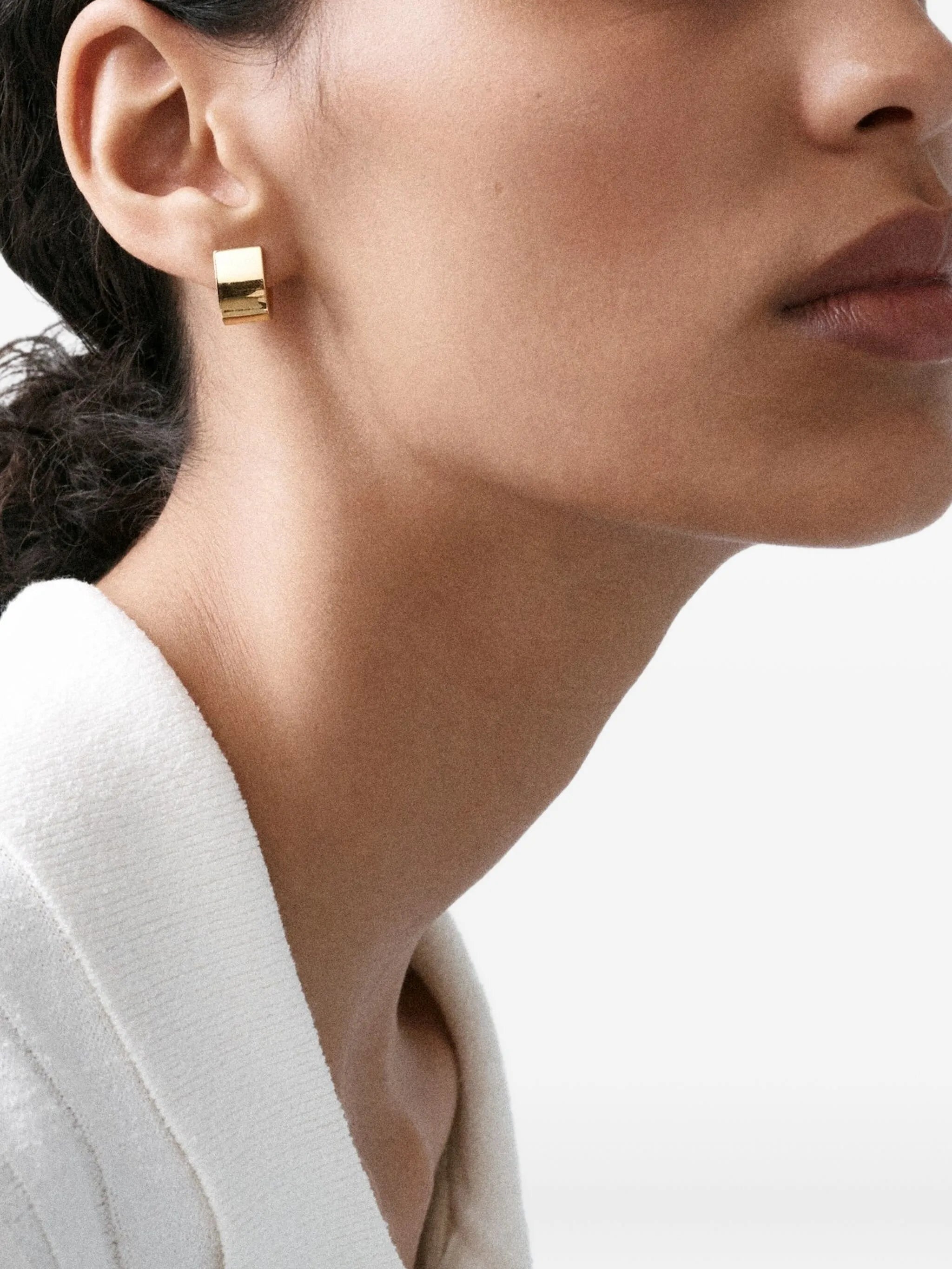 14K gold vermeil chunky square earring