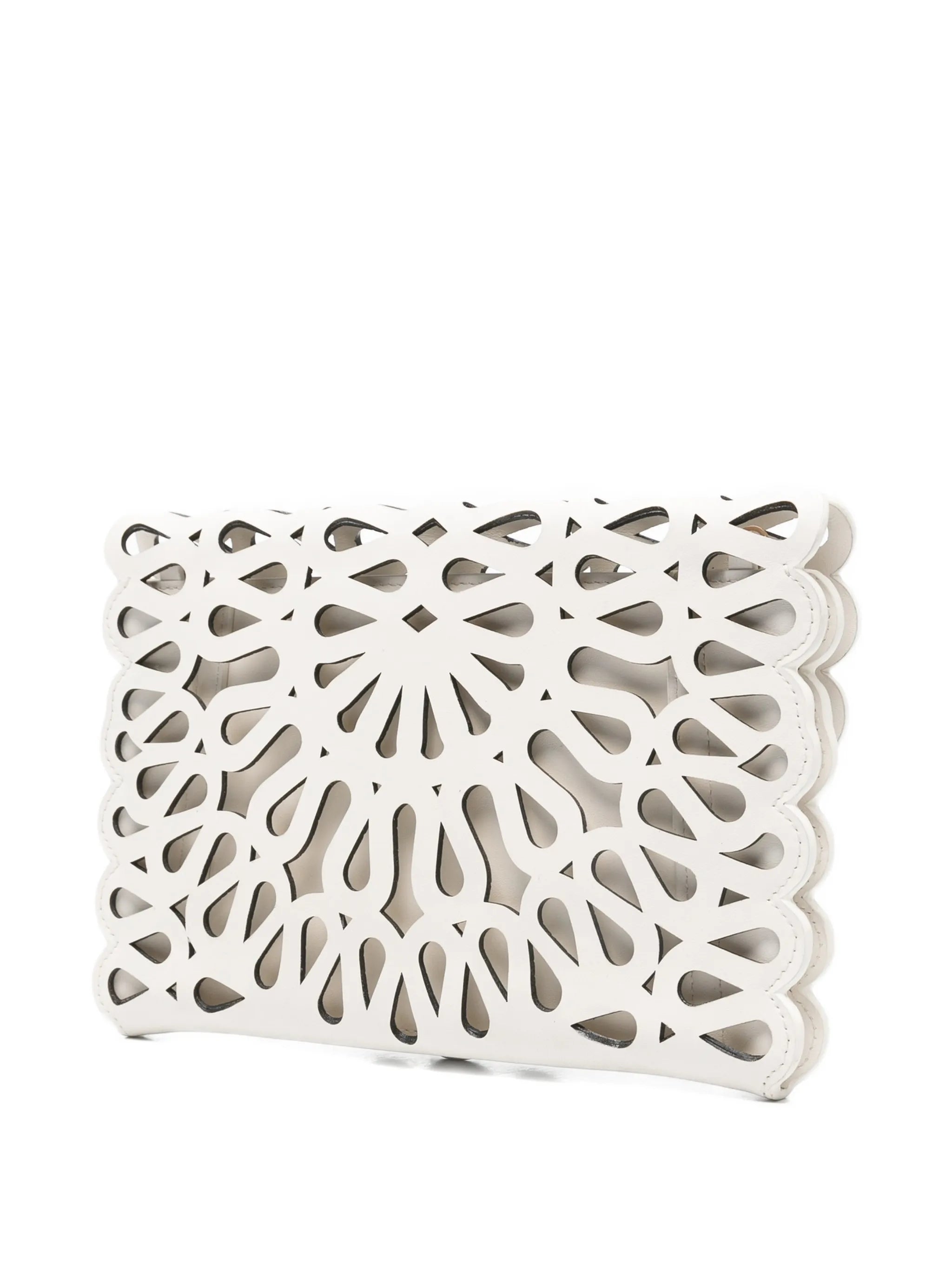 laser-cut leather clutch