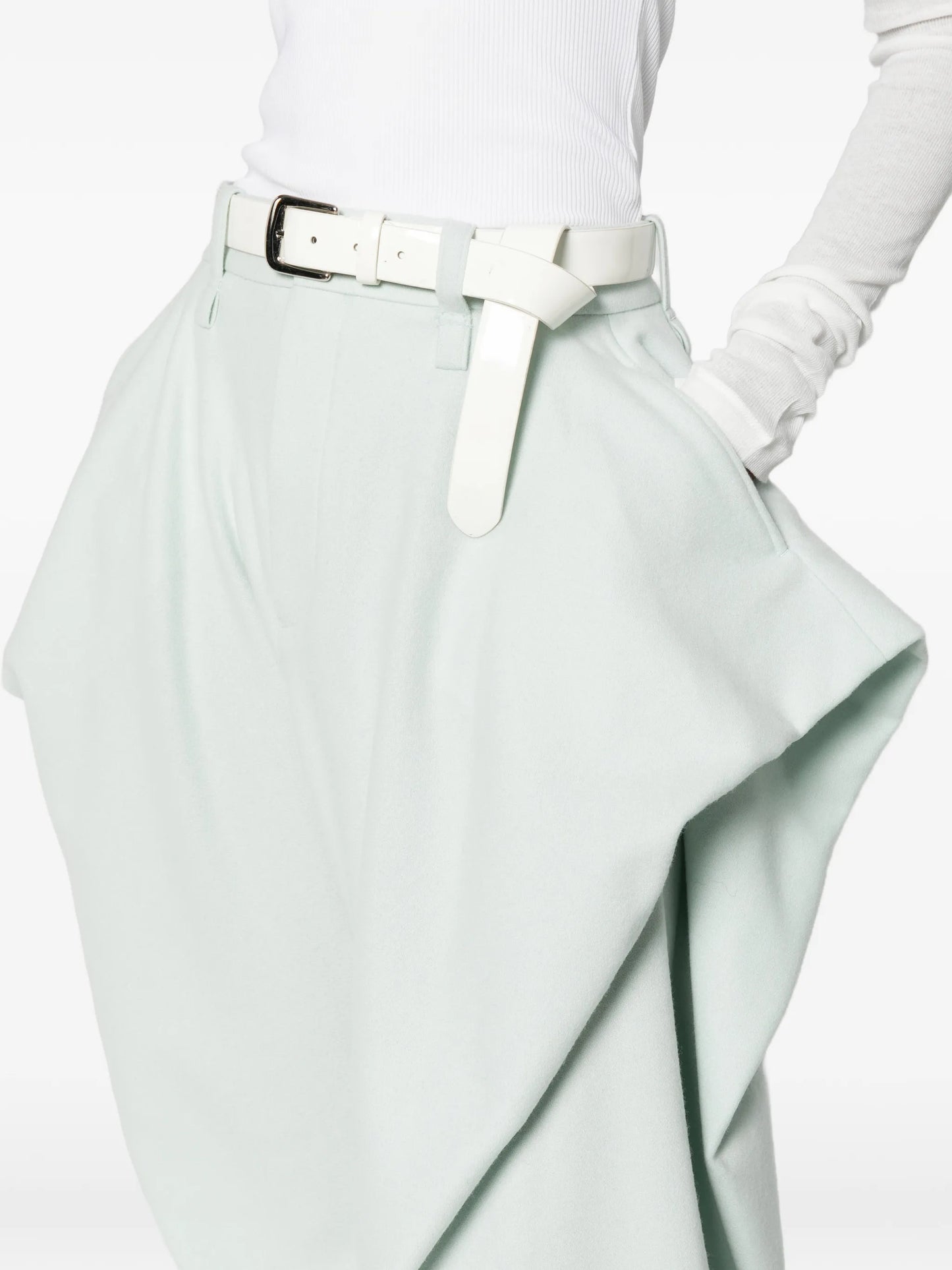 draping detail tweed wool trousers