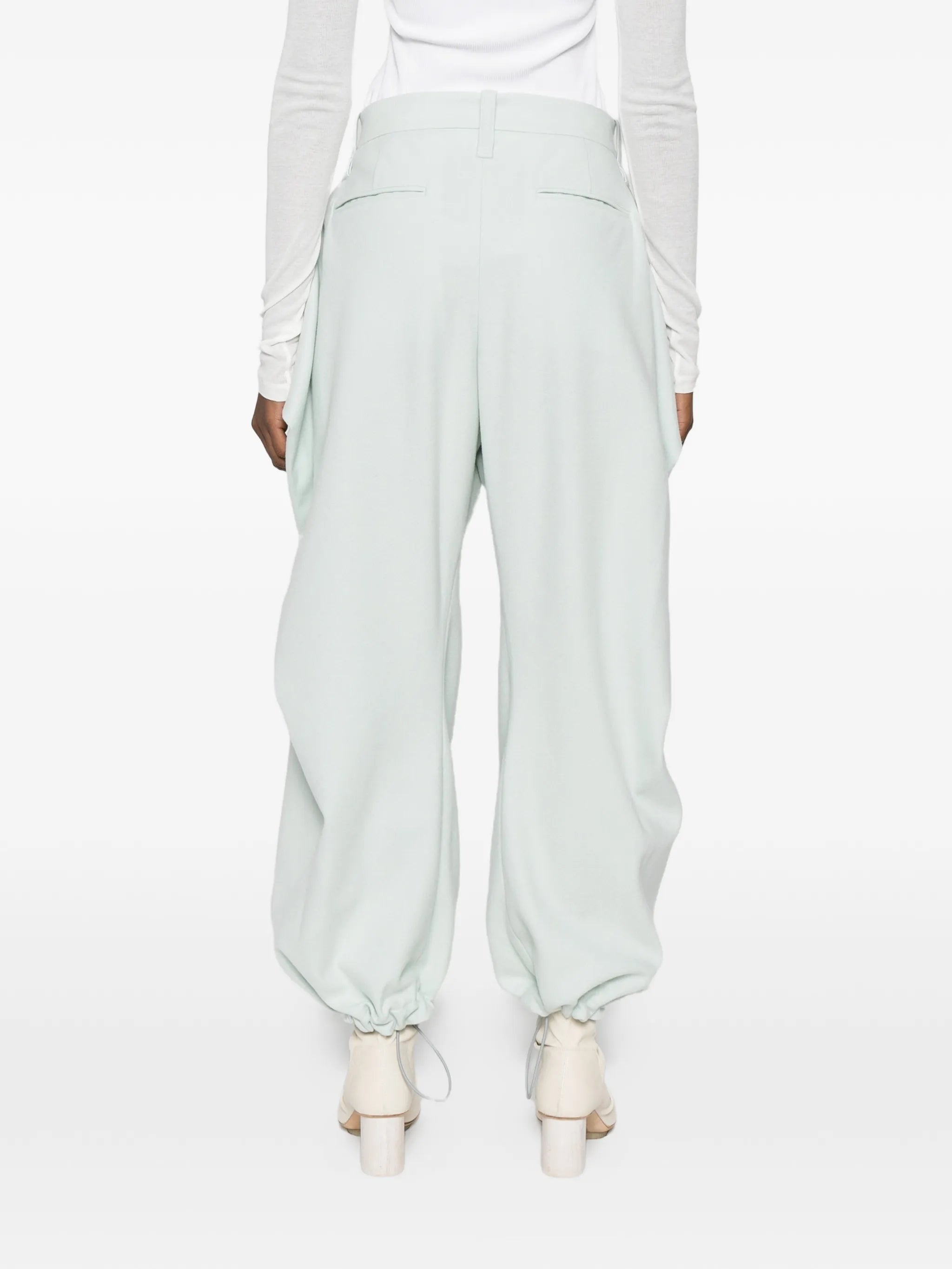 draping detail tweed wool trousers