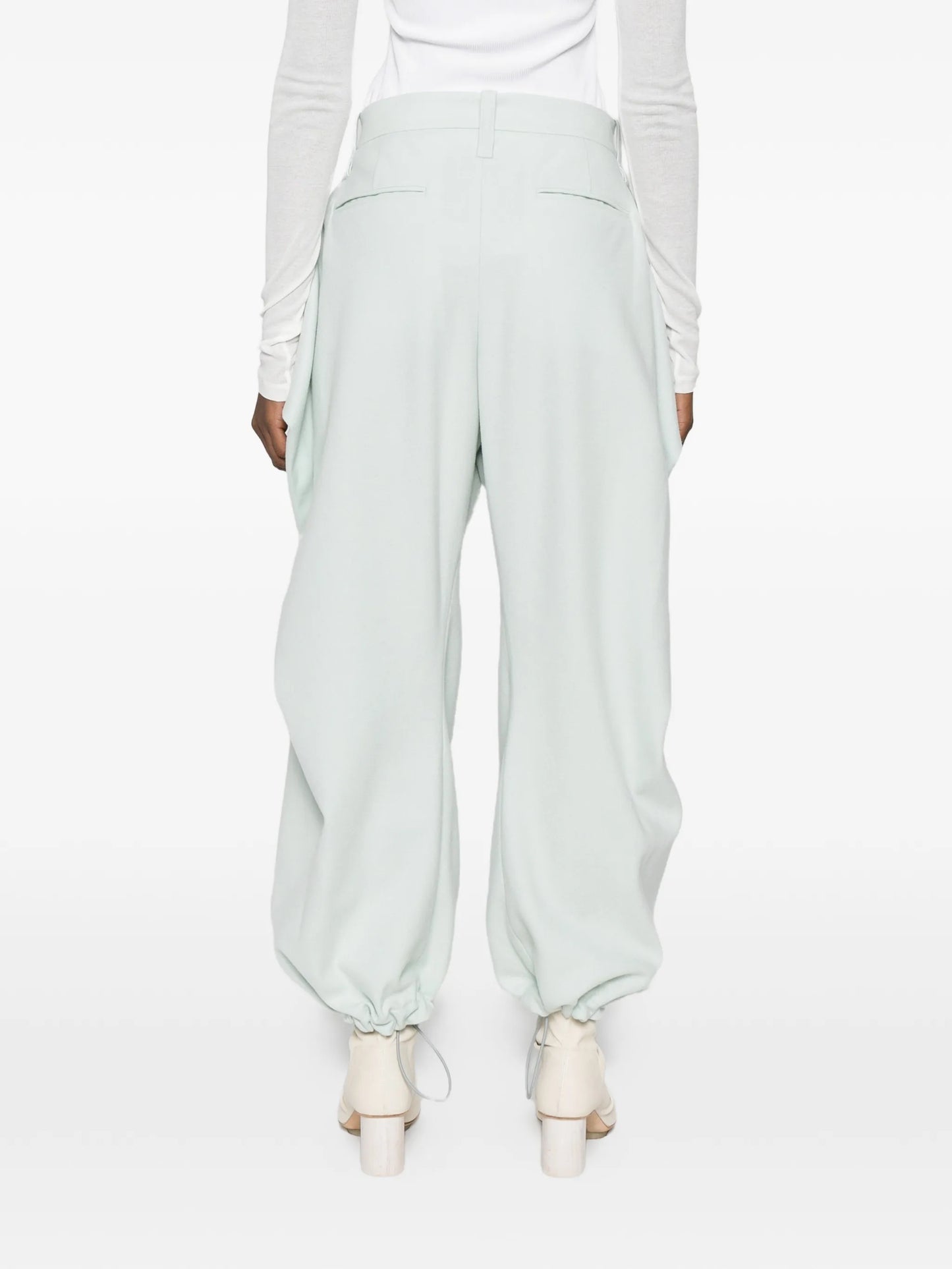 draping detail tweed wool trousers