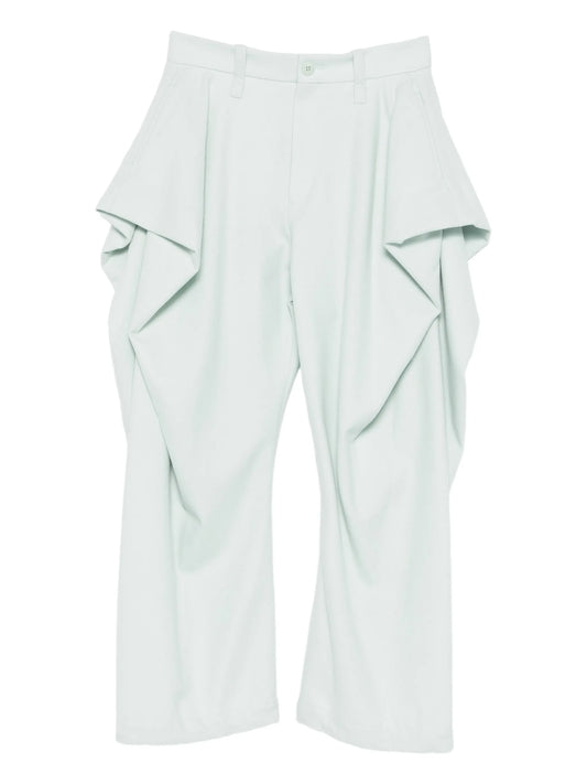 draping detail tweed wool trousers