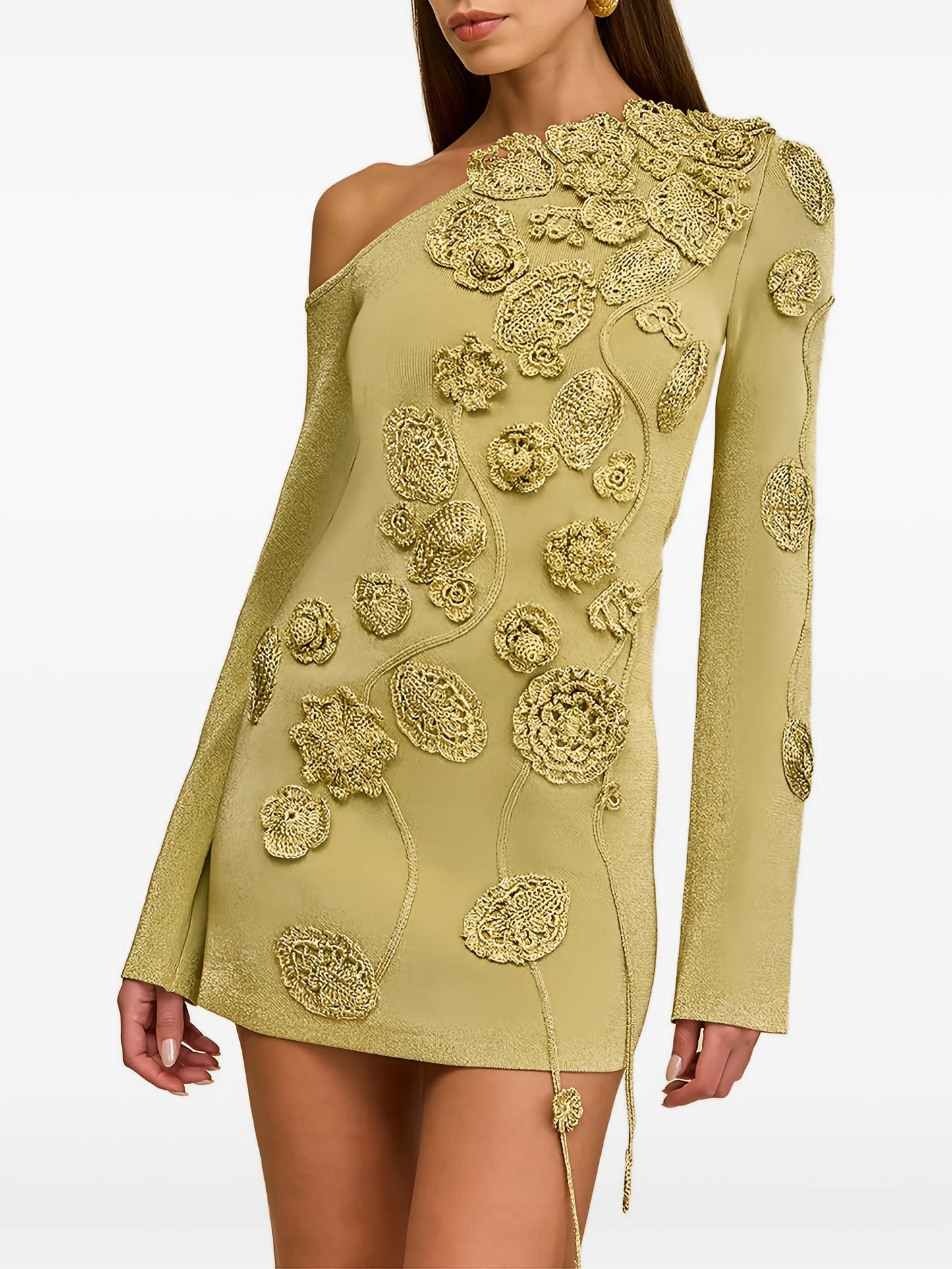 Kaela floral-appliqué mini dress