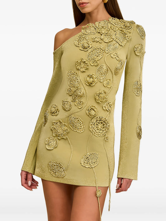 Kaela floral-appliqué mini dress