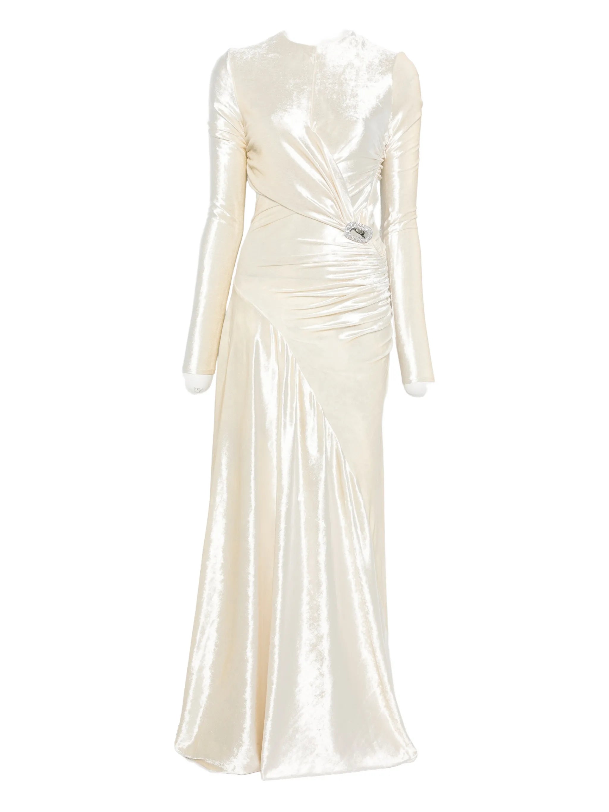 draped velvet gown
