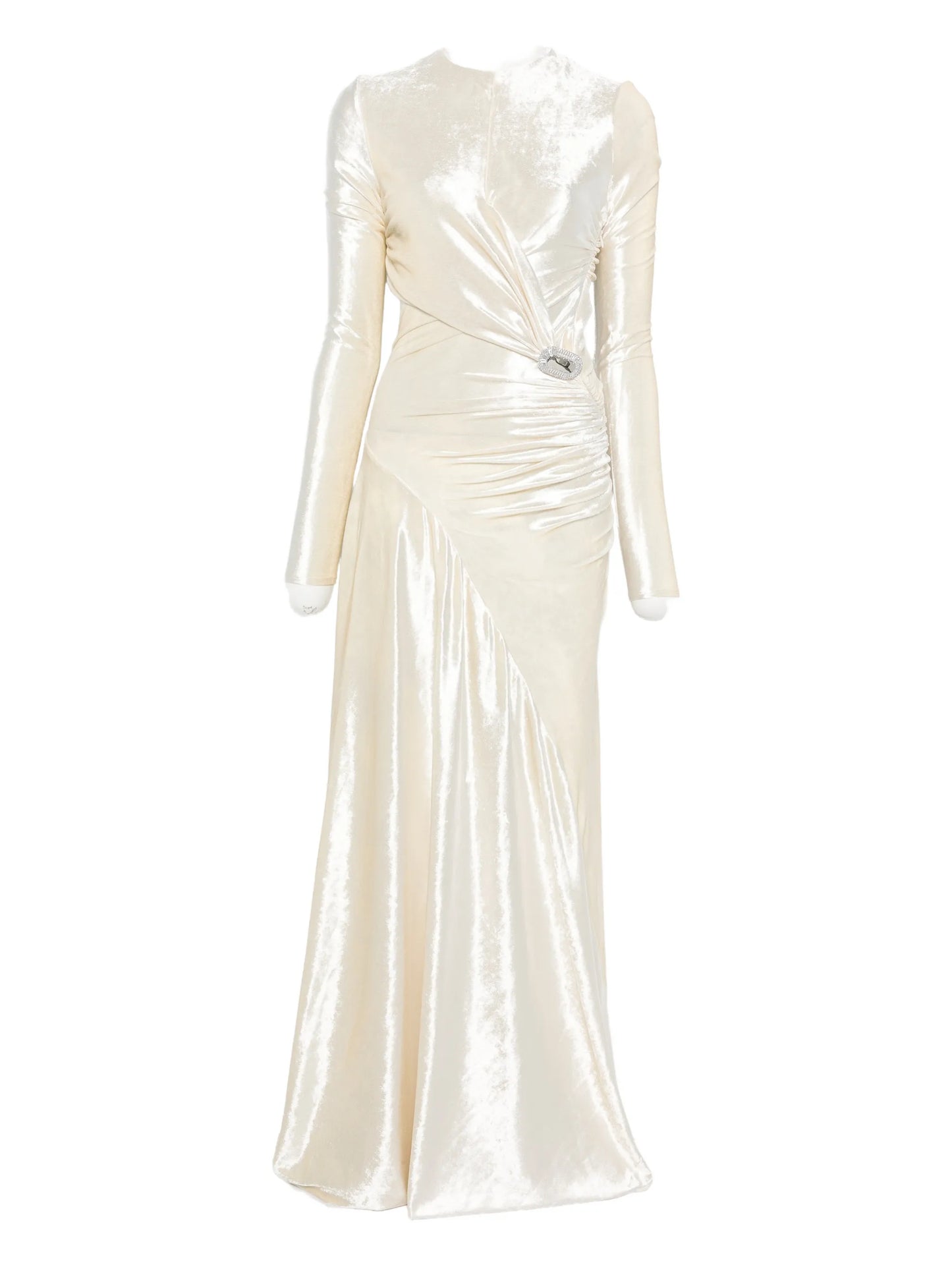 draped velvet gown