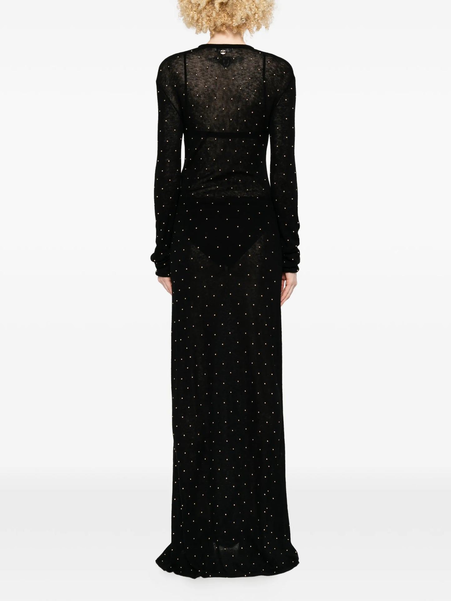 studded long-sleeve maxi dress
